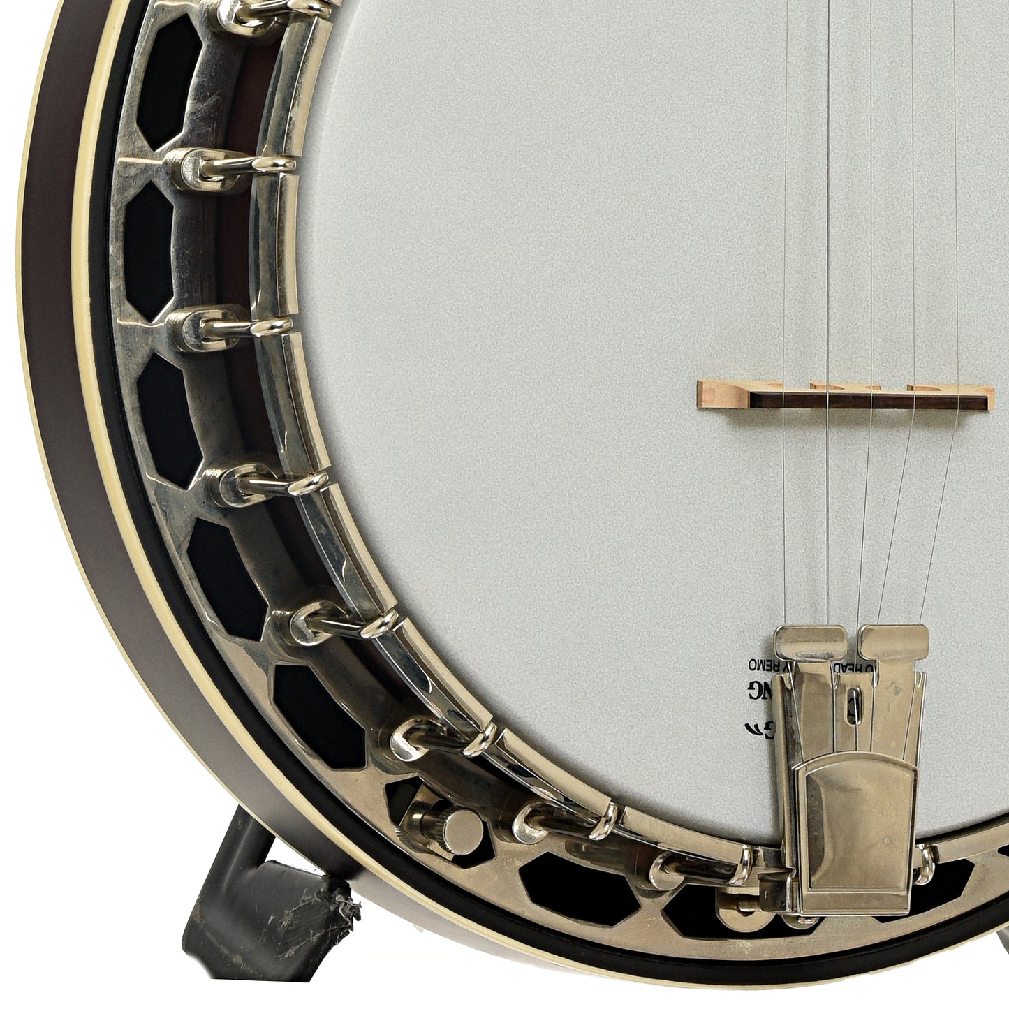Lower bass side flange of Recording King RKH-05 Dirty 30s Resonator Banjo