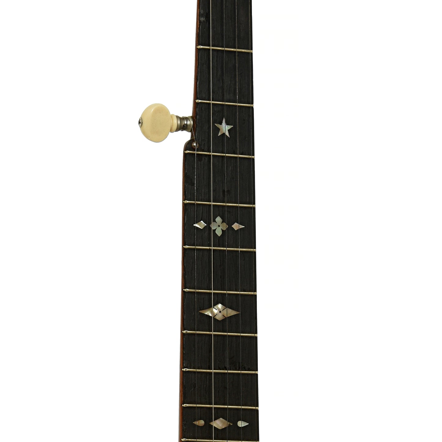 Fretboard of Geo. C. Dobson Victor Gem Openback Banjo 