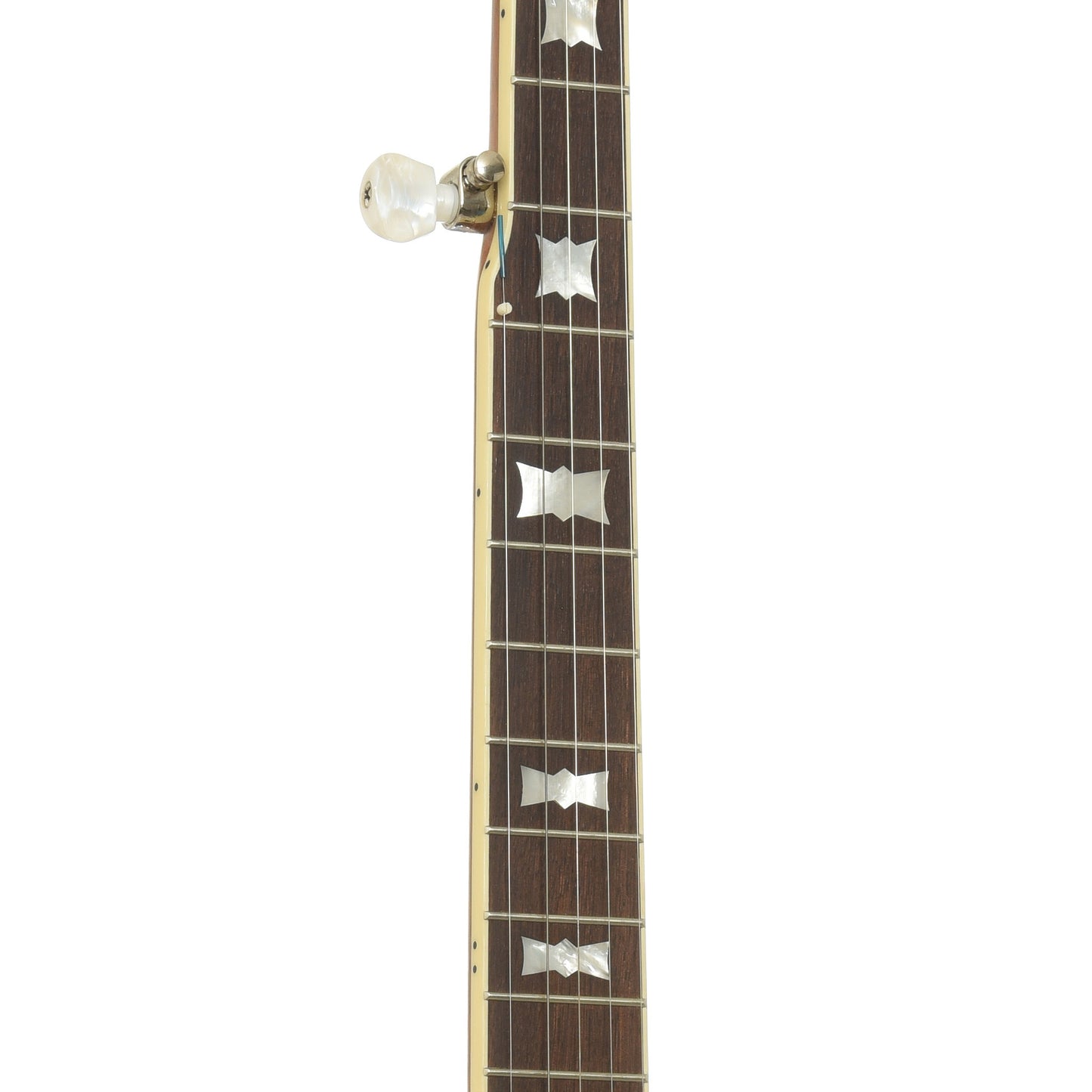 fretboard of Epiphone Mastertone Bowtie Openback Banjo 