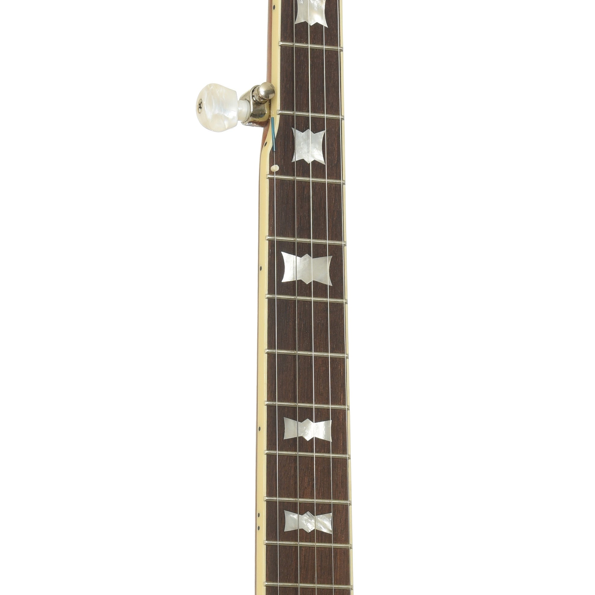fretboard of Epiphone Mastertone Bowtie Openback Banjo 