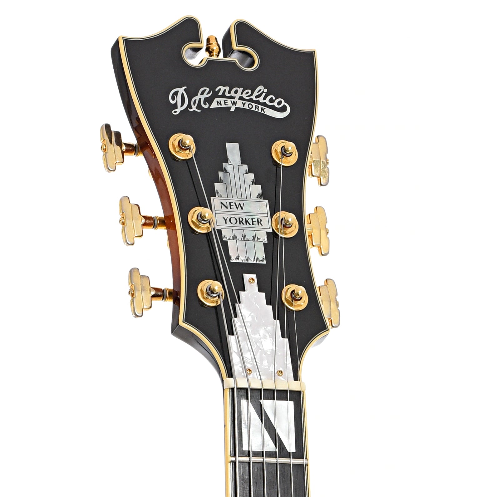 Front headstock of D'Angelico New Yorker NYL-2 D4 (2004)