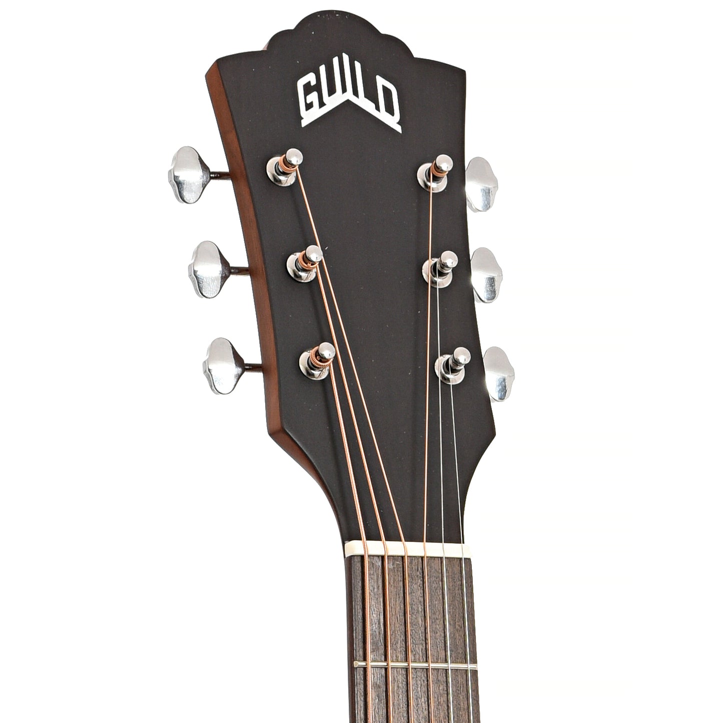 Front headstock of Guild D-240E Natural Dreadnought Acoustic Guitar