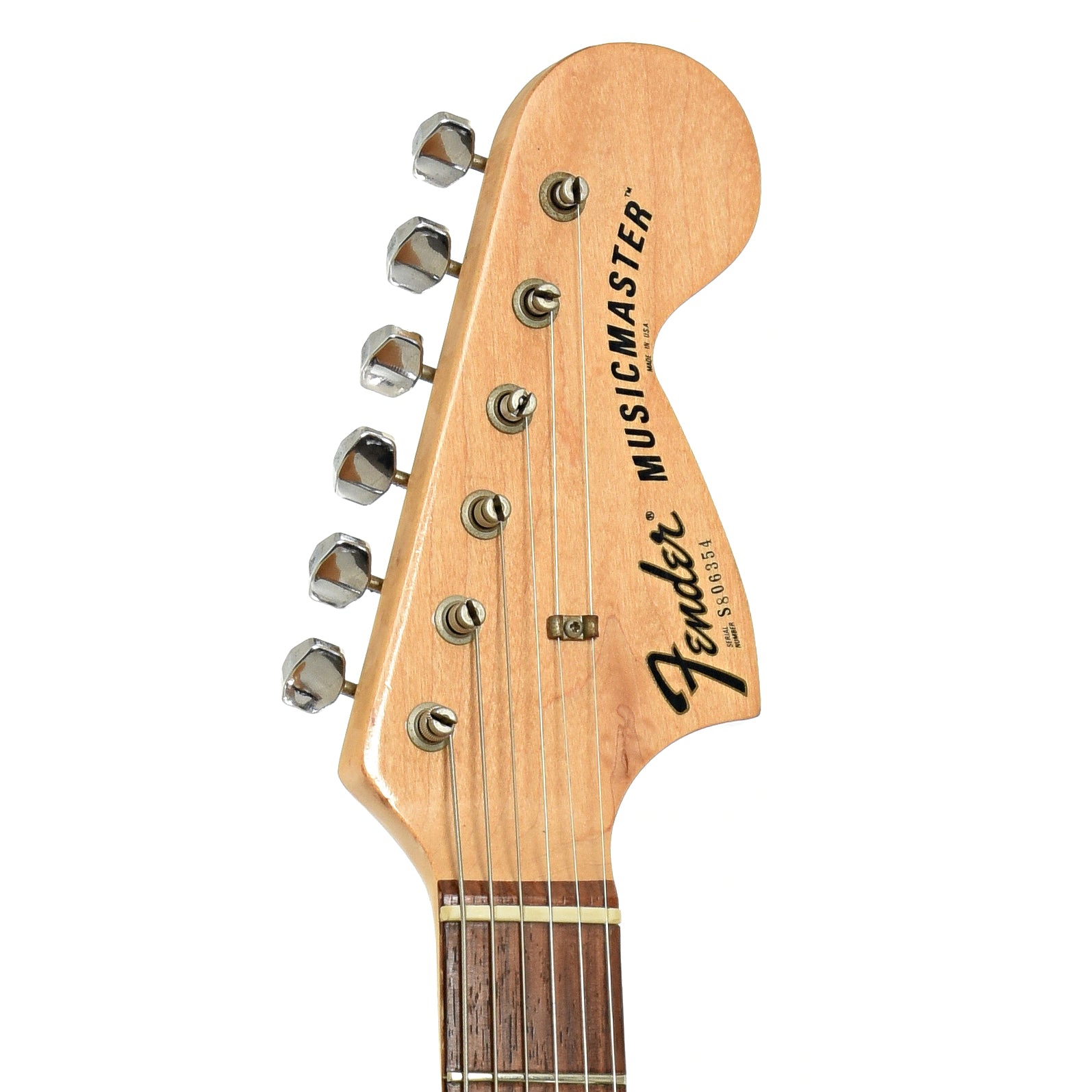 Headstock of Fender Musicmaster Electric Guitar 
