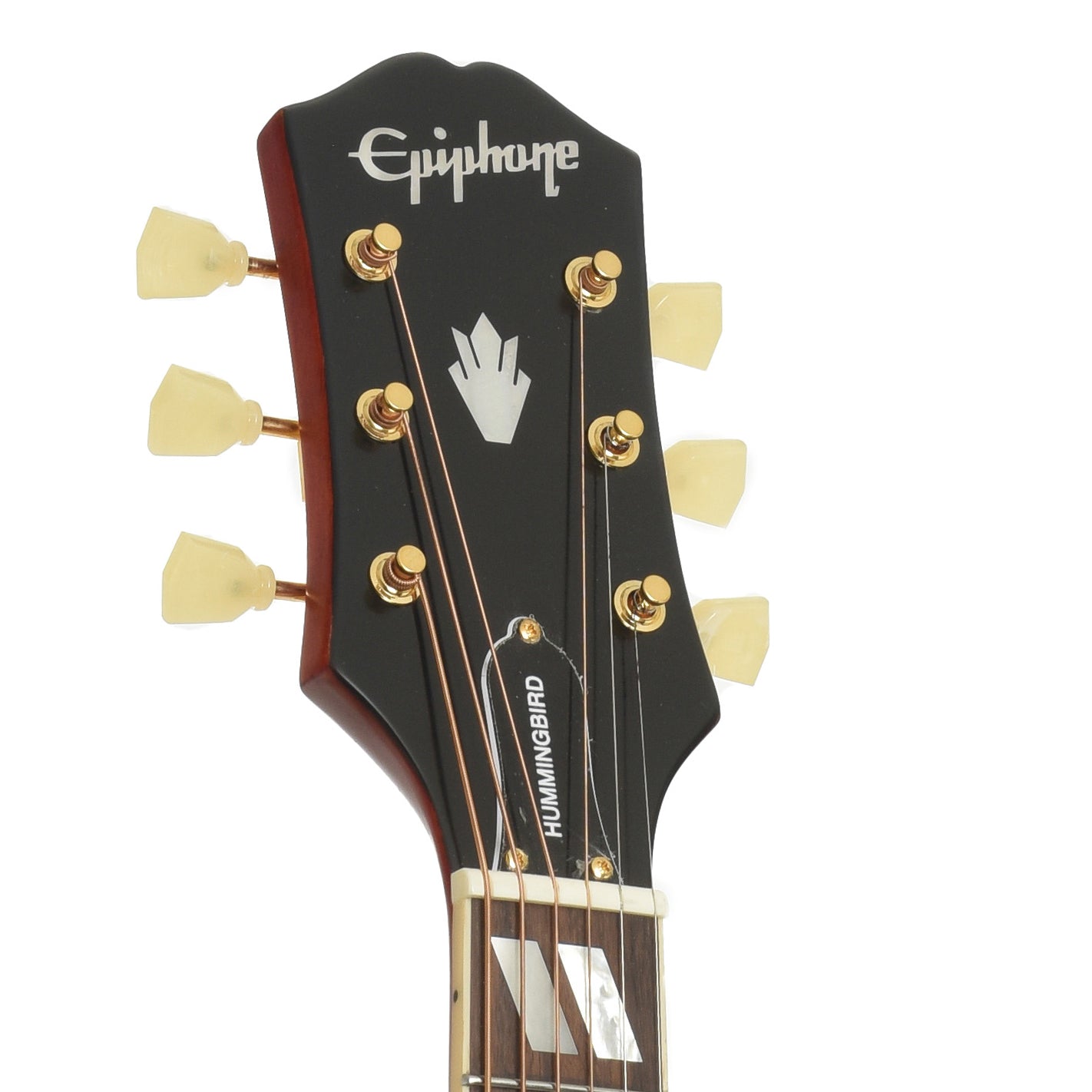 Headstock of Epiphone Hummingbird Standard Acoustic Guitar