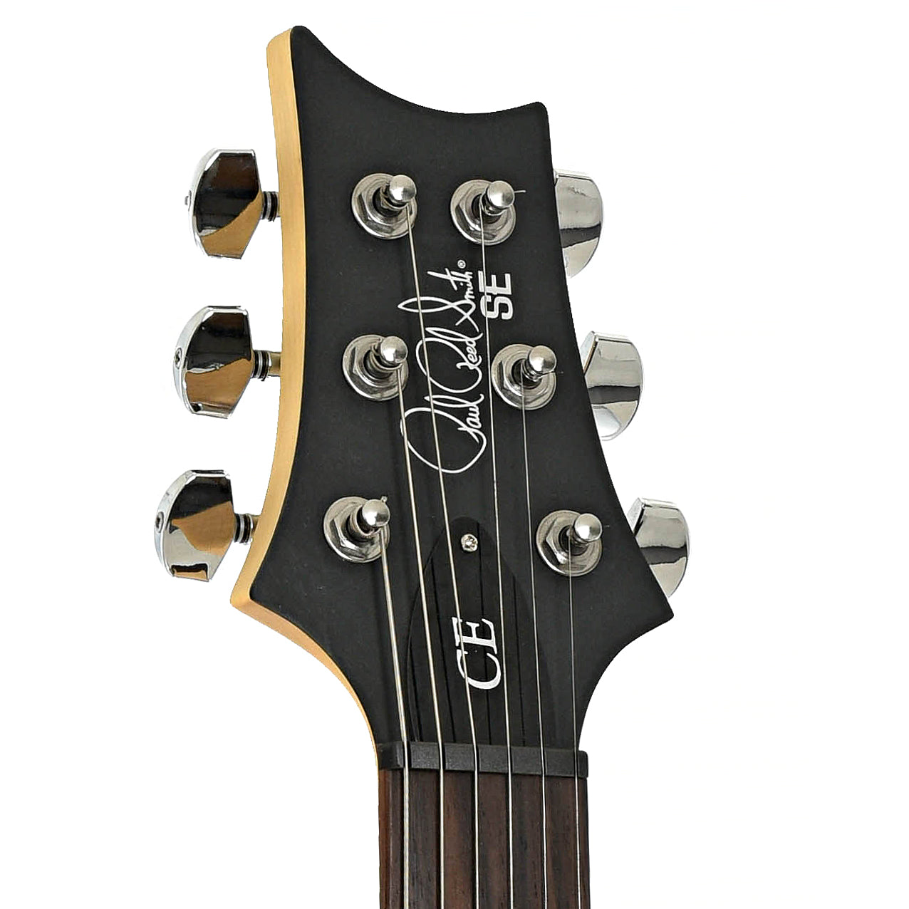 Headstock of PRS SE CE24 Electric Guitar, Blood Orange