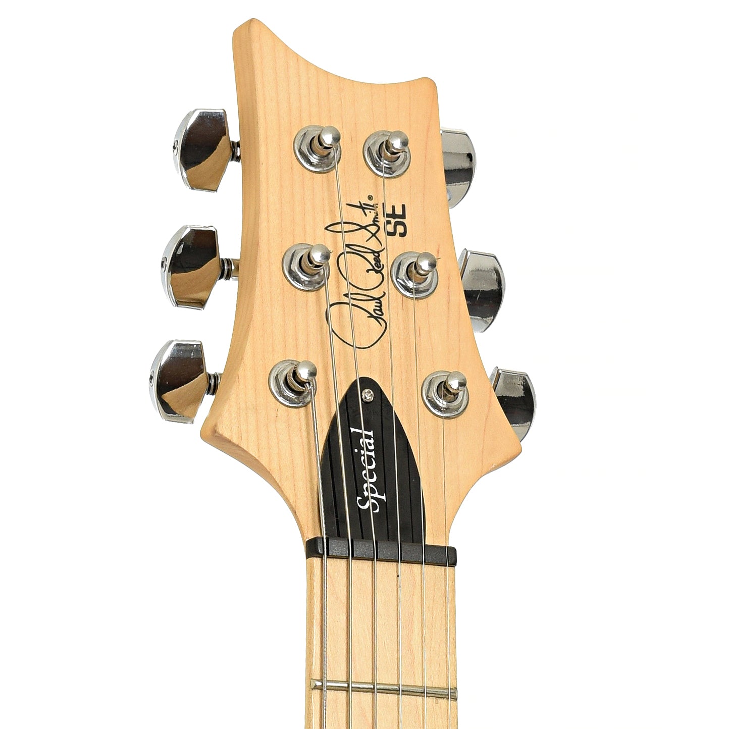 Headstock of PRS SE Swamp Ash Special Electric Guitar Vintage Sunburst, Shopworn