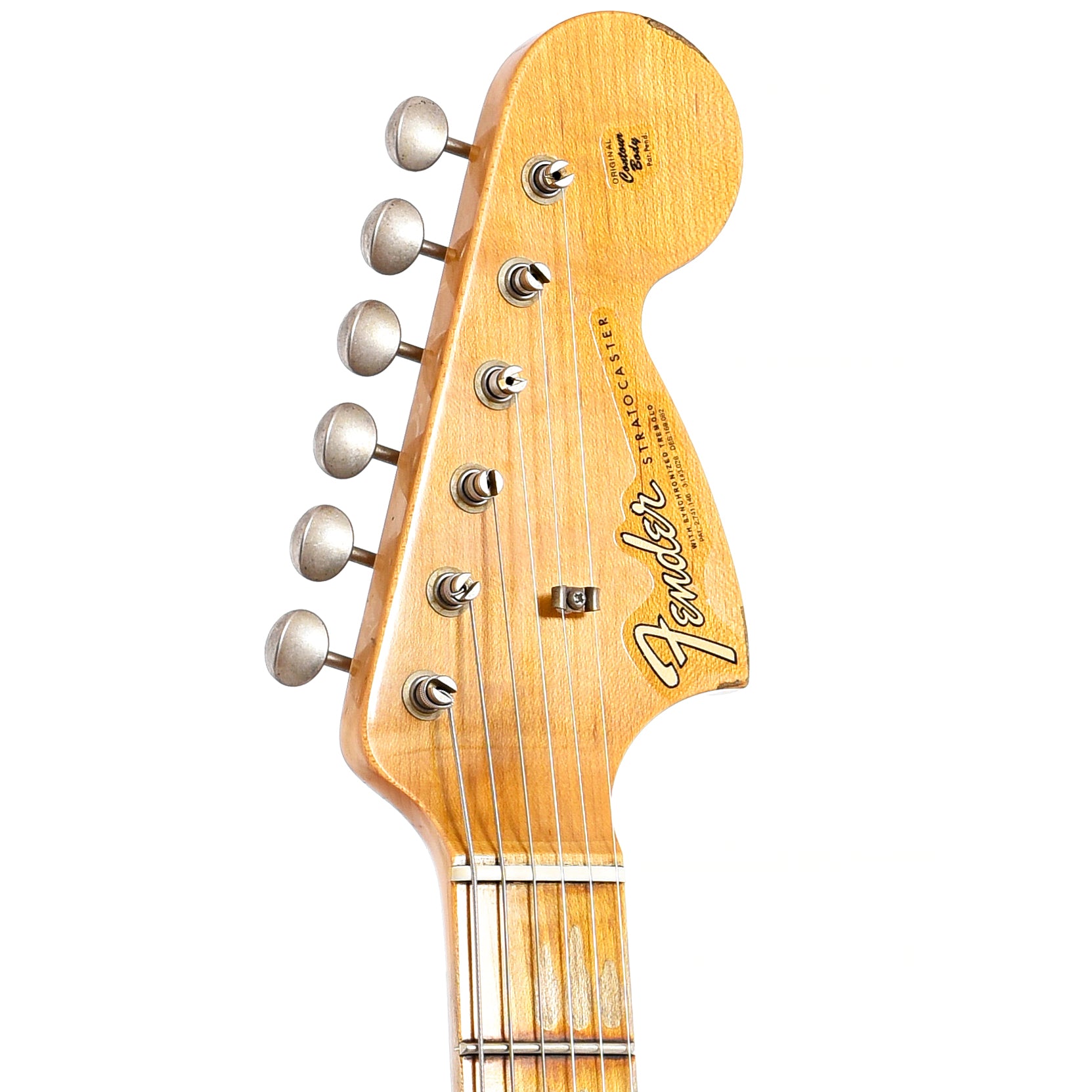 Front headstock of Fender Custom Shop Fat Head Relic Stratocaster Electric Guitar (2018)