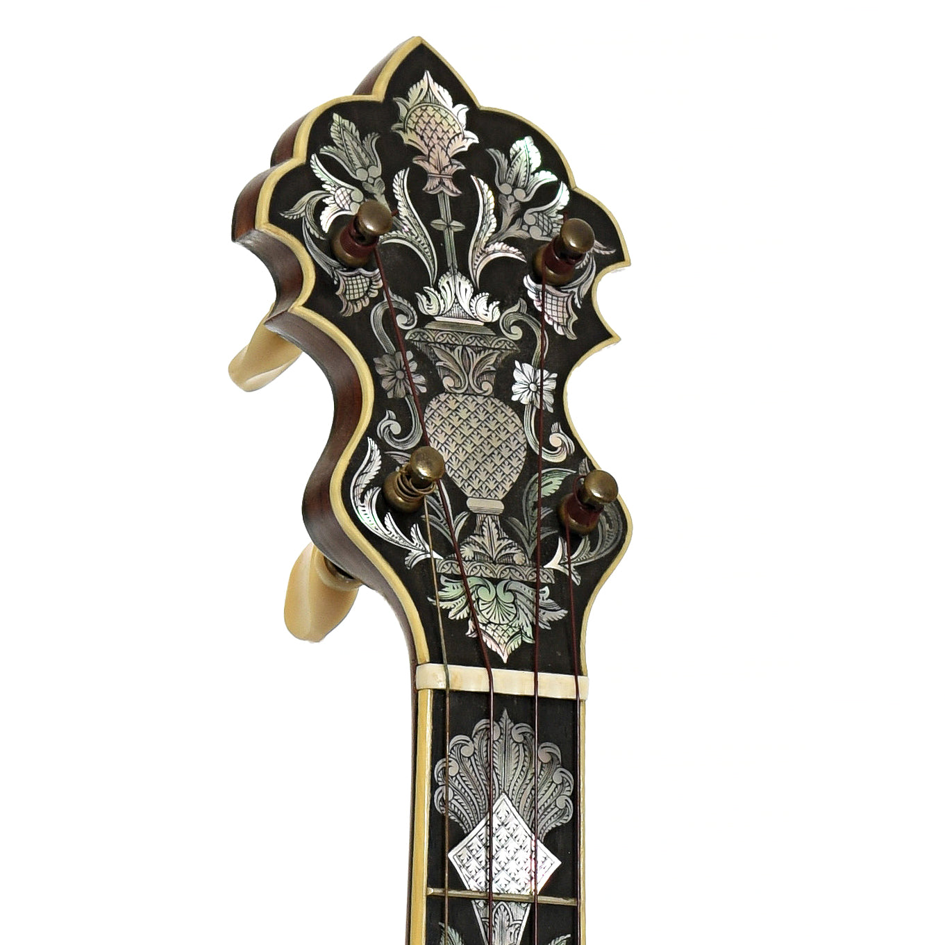 Headstock of Doug Unger Presentation Open Back Banjo