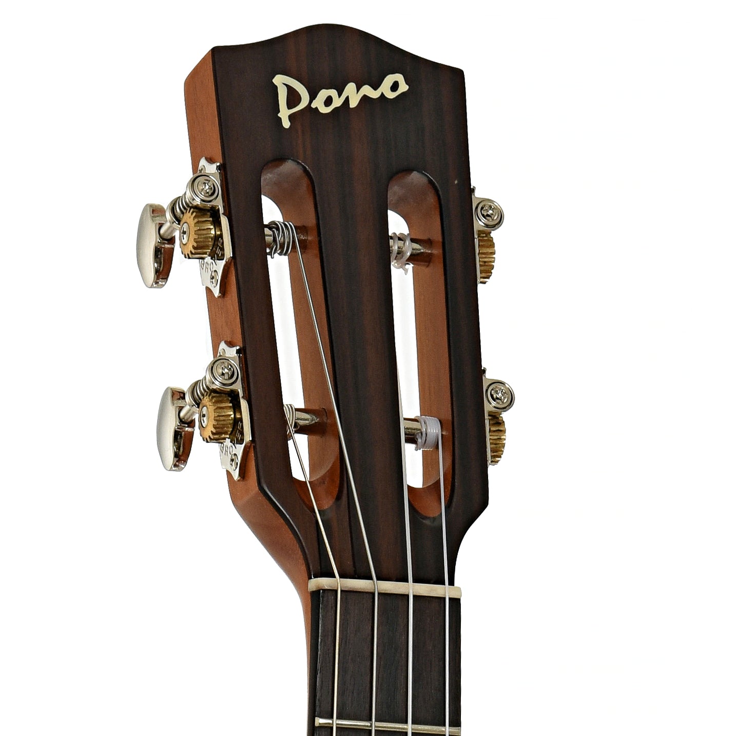 Headstock of Pono ULN4-1 Big Baritone Ukulele