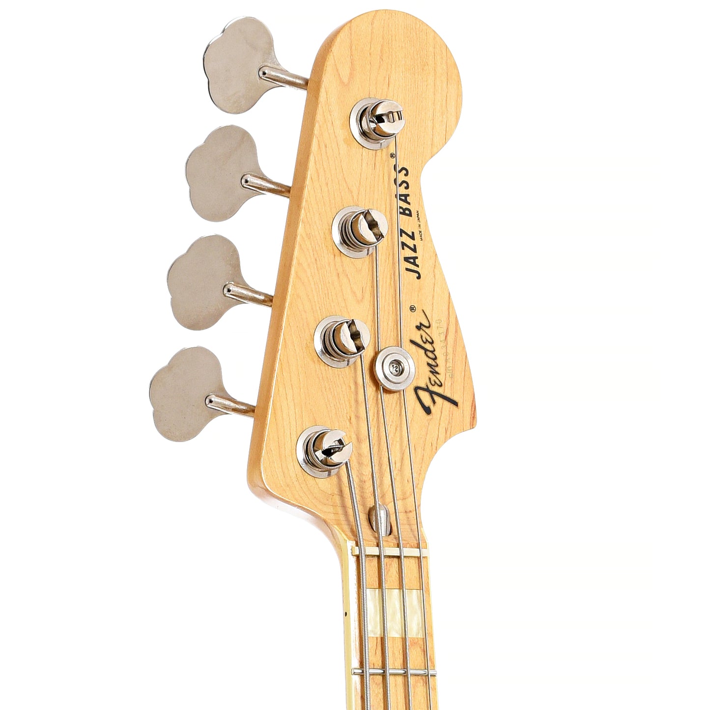 Front headstock of Fender Vintage '75 Jazz Bass Reissue Electric Bass