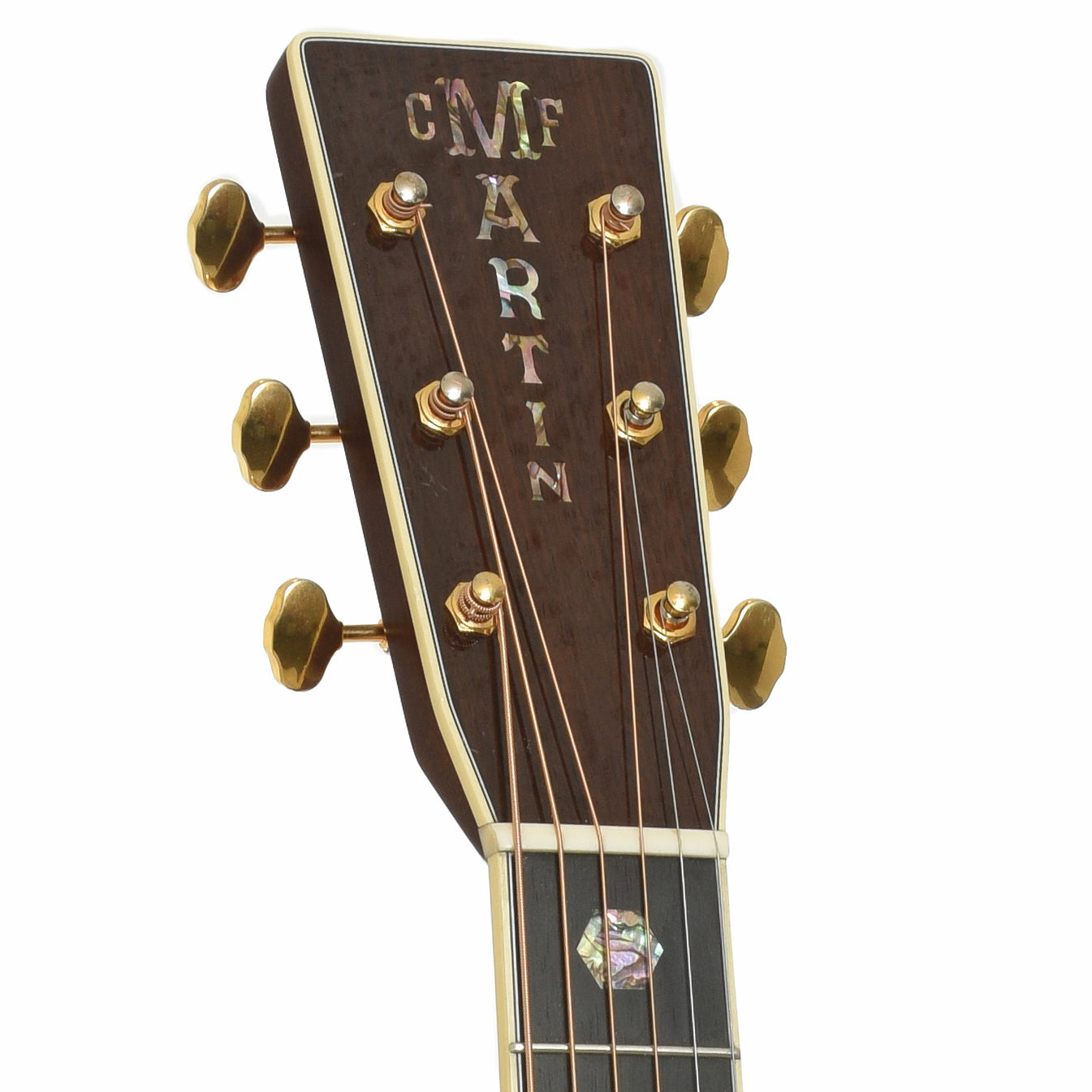 Headstock of Martin Custom Shop J-40 Mahogany Acoustic Guitar 
