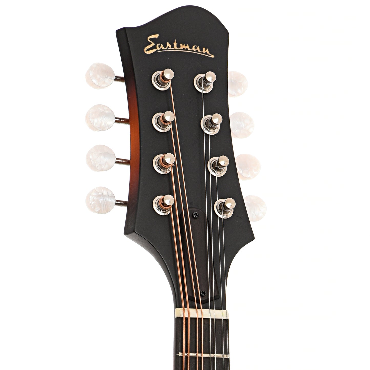 Front headstock of Eastman MD305E-SB Mandolin, Sunburst