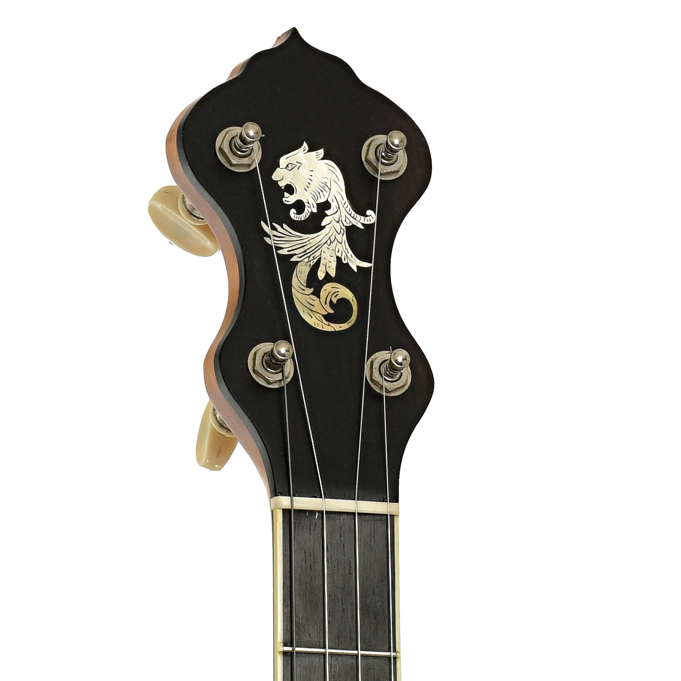 Headstock of Mike Ramsey Bacon Model Open Back Banjo