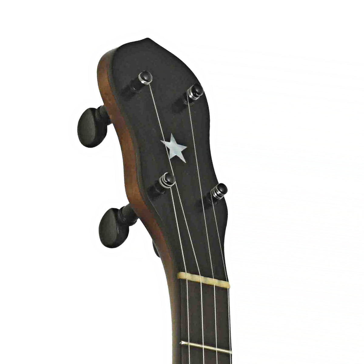 Front Headstock of Chuck Lee Lone Star 12in Openback Banjo & Case, #877