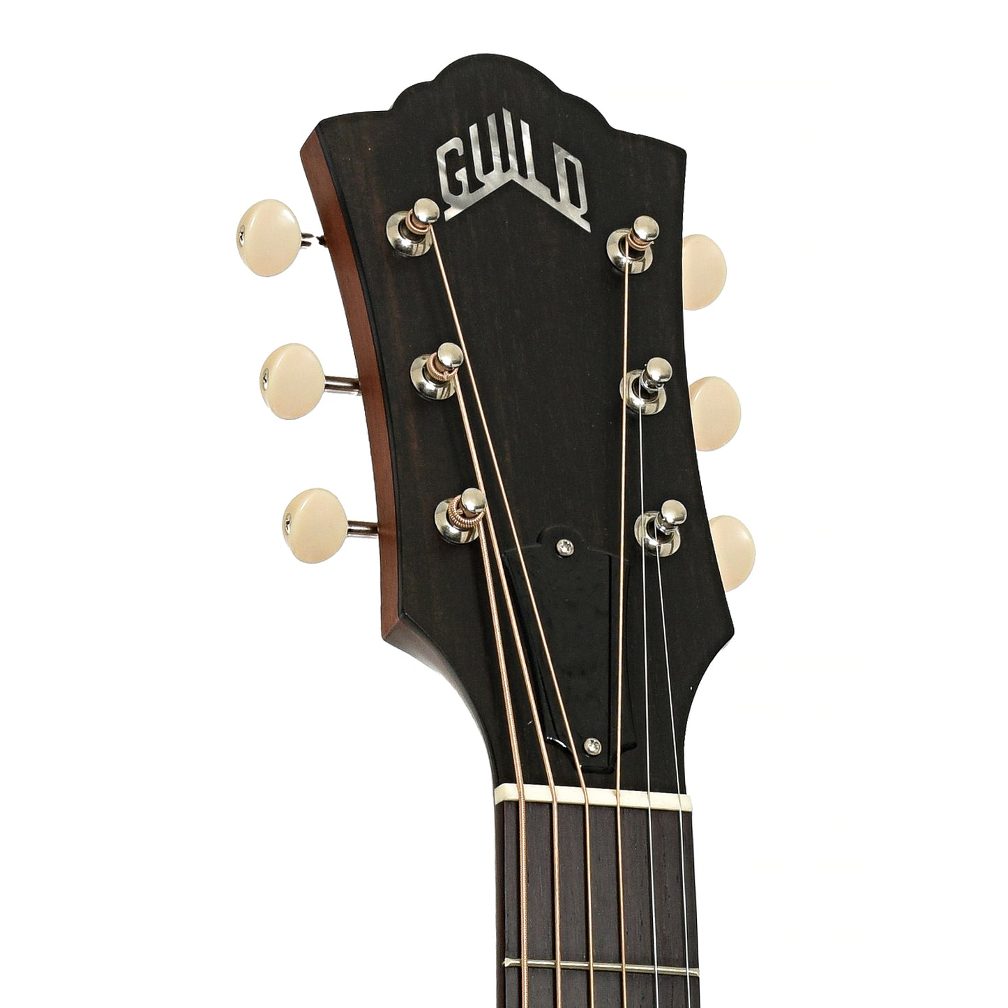 Headstock of Guild M-20E Acoustic-Electric Guitar, Natural