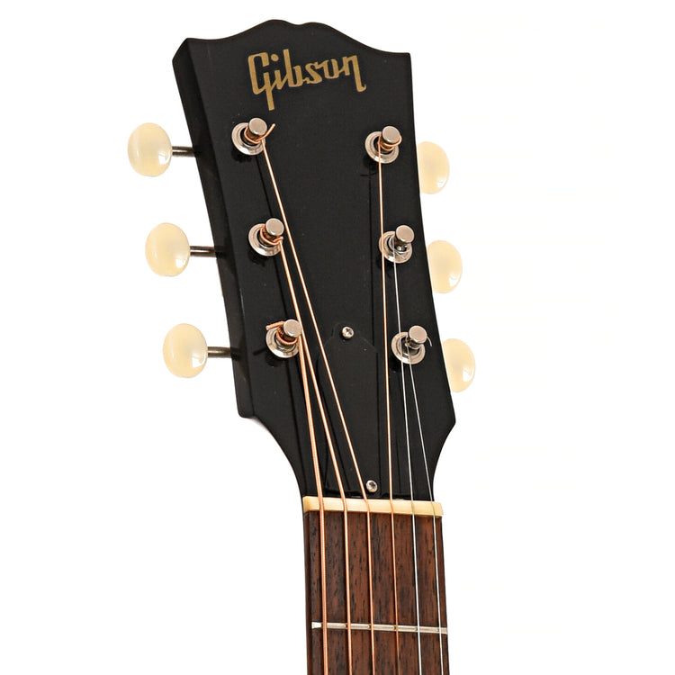 Front headstock of Gibson J-45 ADJ Ebony Acoustic 