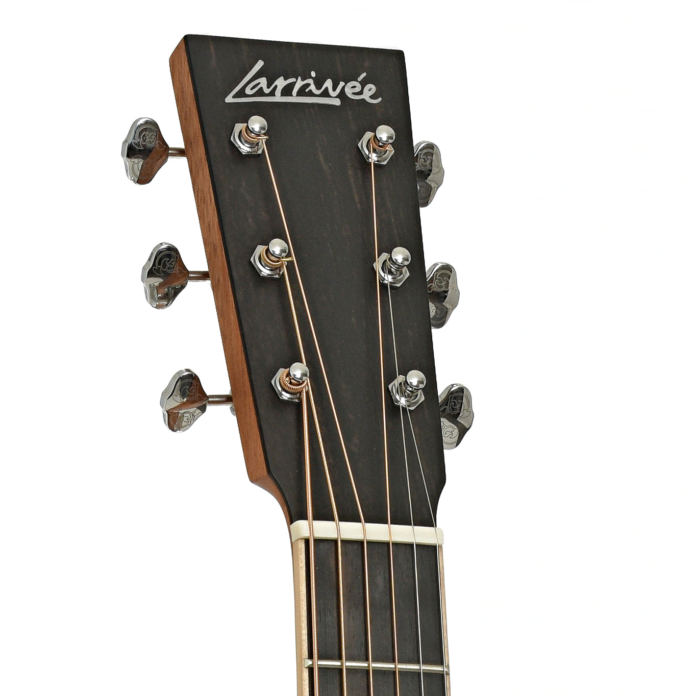 Headstock of Larrivee OMV-40 OM Cutaway Acoustic Guitar