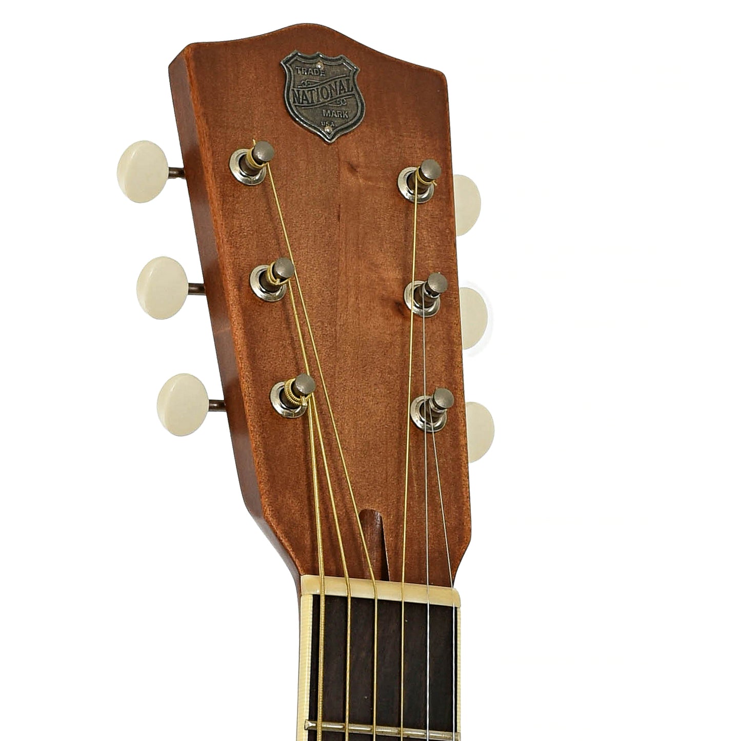 Headstock of National Raw Steel 14-Fret Resonator Guitar
