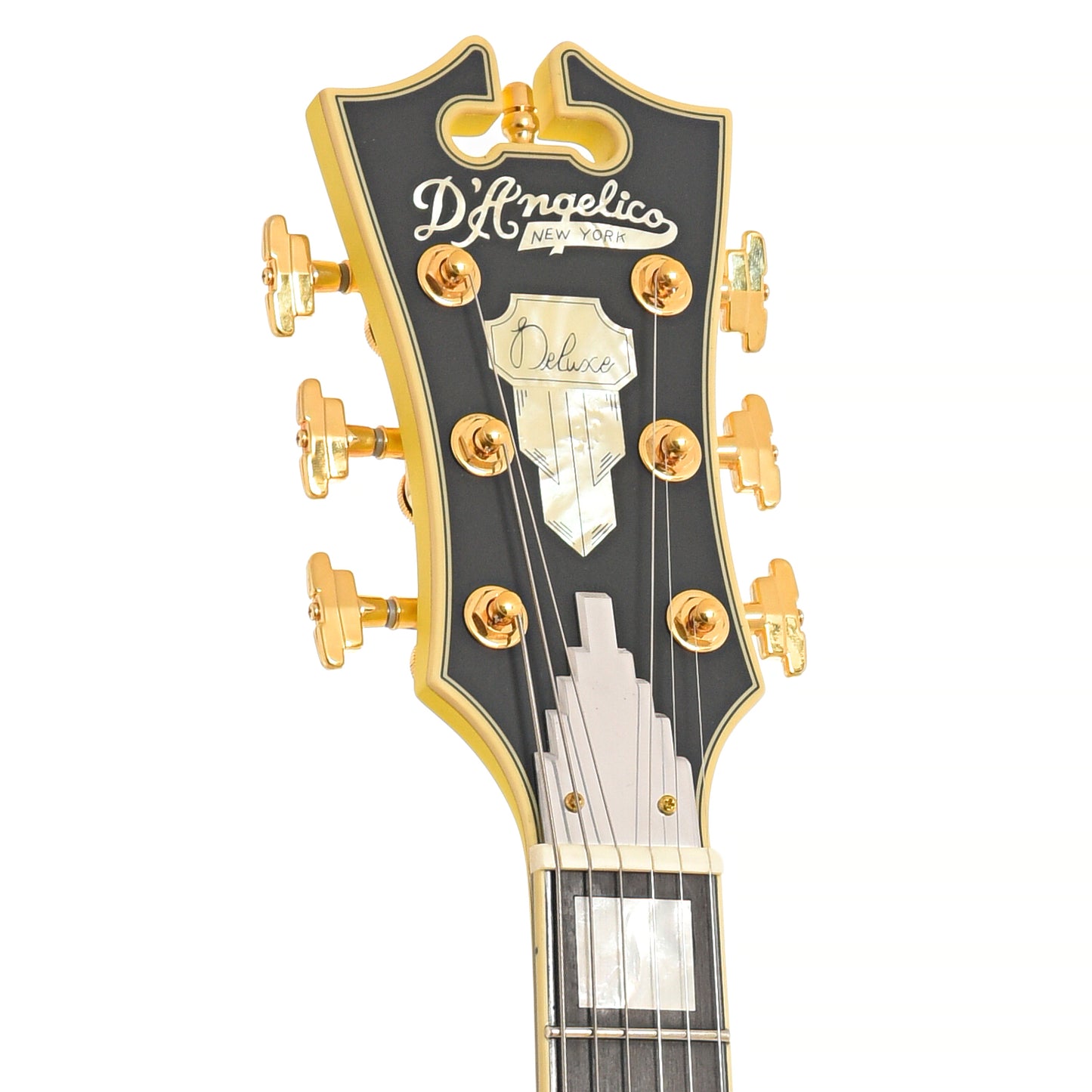 Front headstock of D'Angelico DLX-SSSP Hollow Body 
