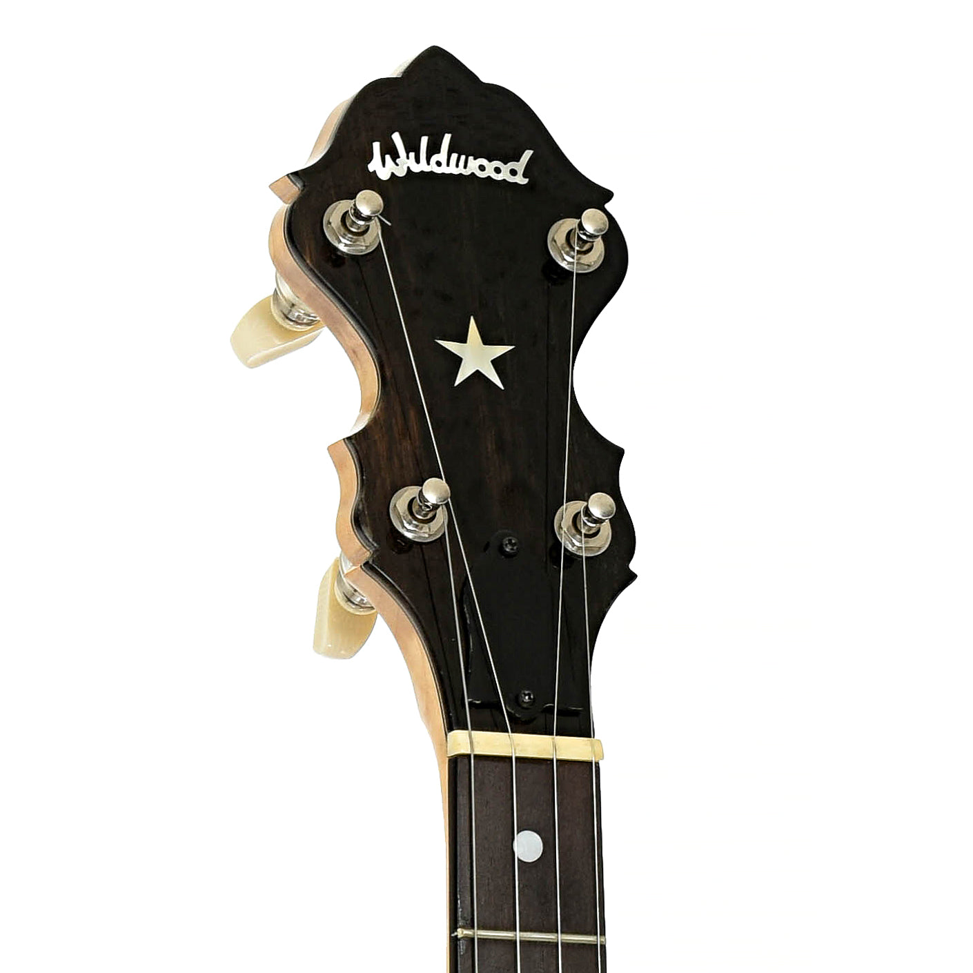 Headstock of Wildwood Minstrel Open Back Banjo