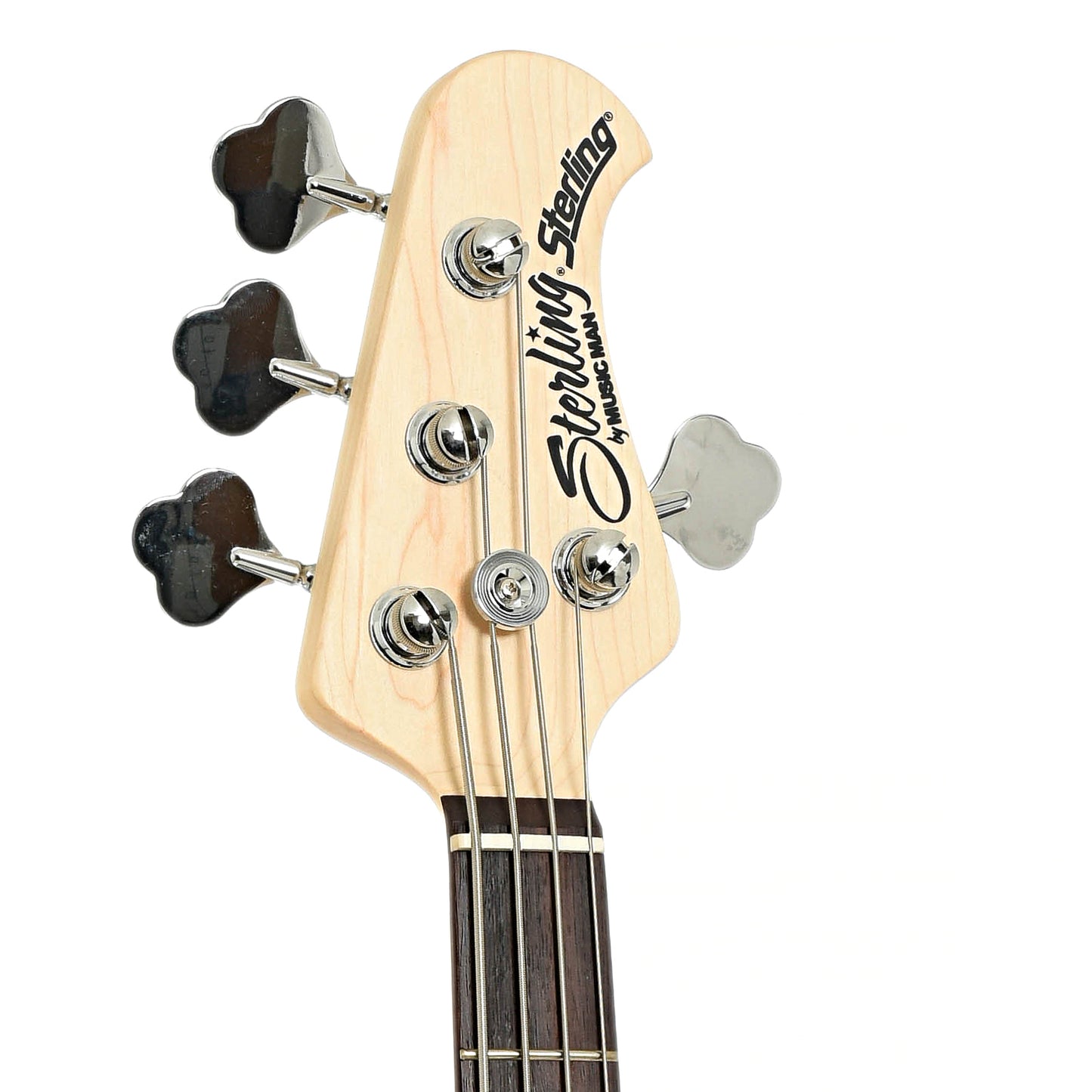 Headstock of Sterling by Music Man Sterling Electric Bass, Blue Pearl