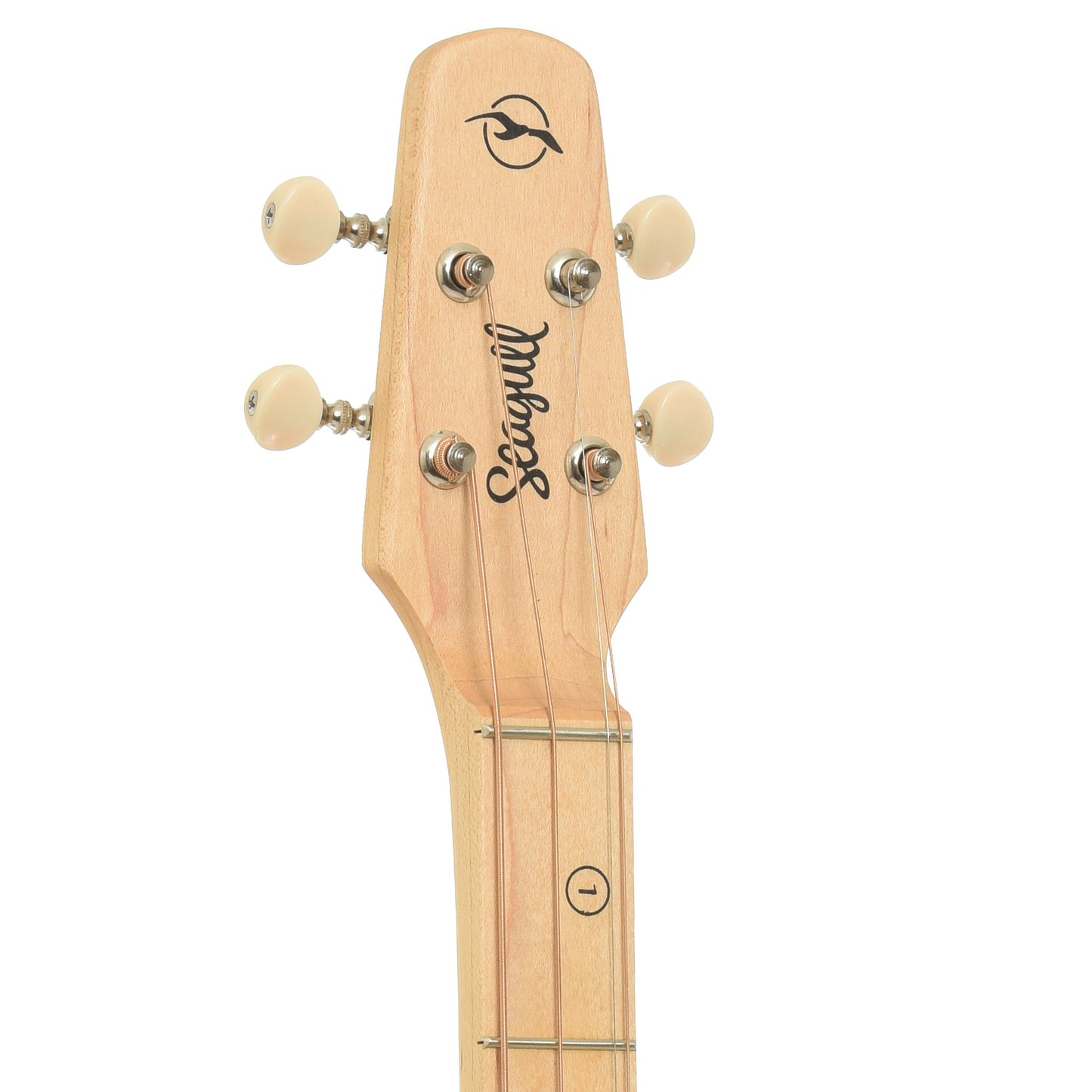 Headstock of Seagull M4 "Merlin G" 4-String Diatonic Acoustic Instrument 