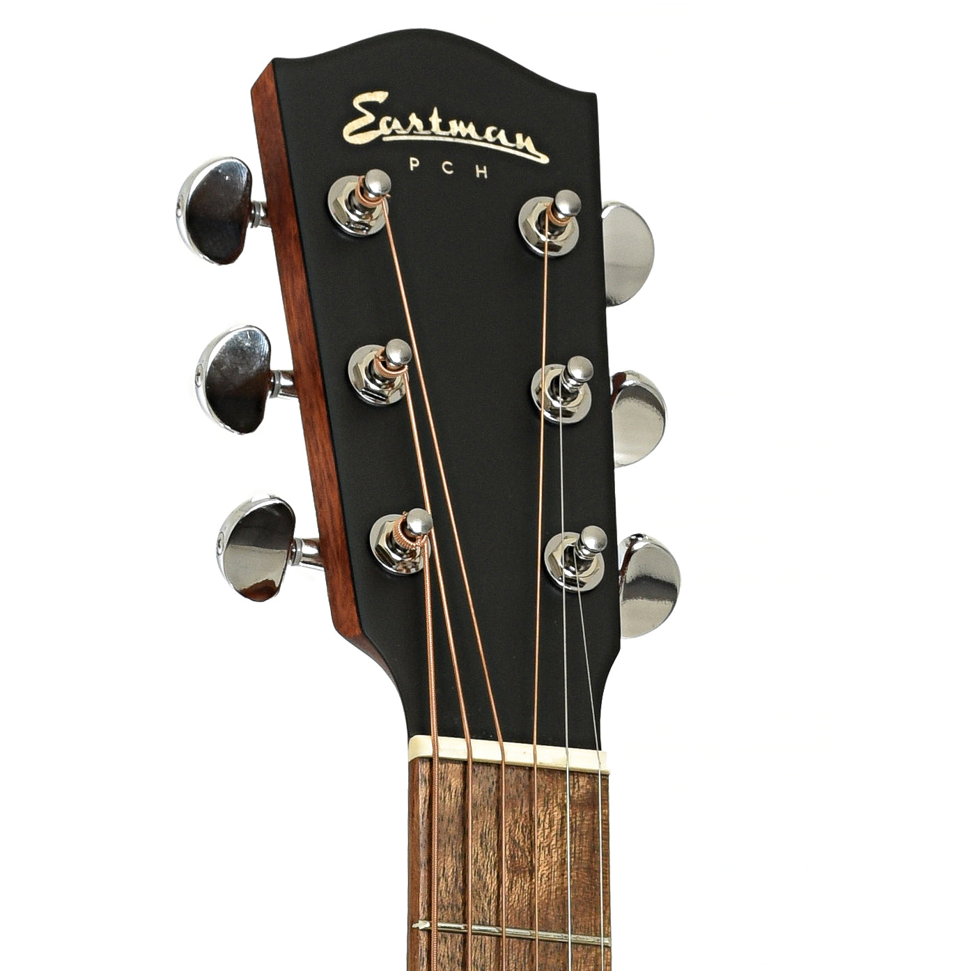 Headstock of Eastman PCH1-D "Pacific Coast Highway" Acoustic Guitar & Gigbag, Classic Stained Finish 
