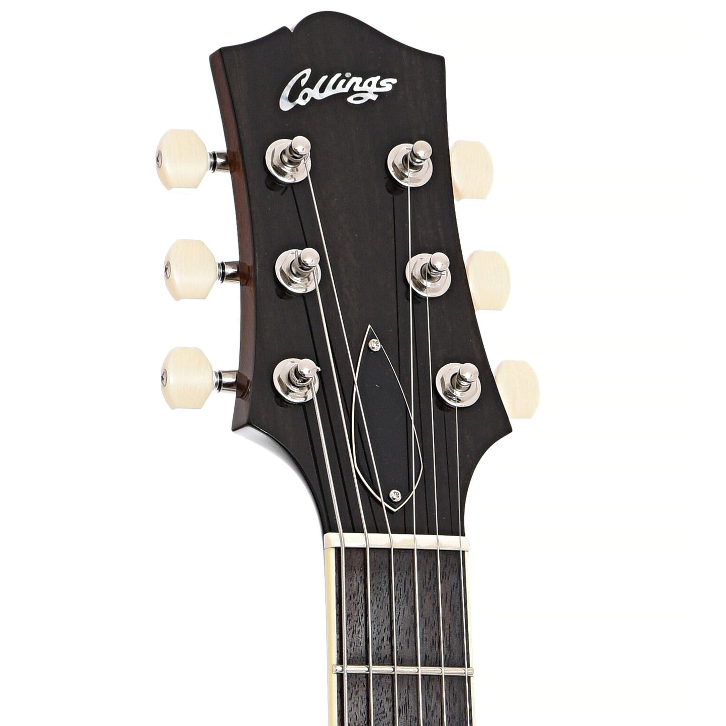 Front headstock of Collings CL Electric Guitar, Tobacco Sunburst