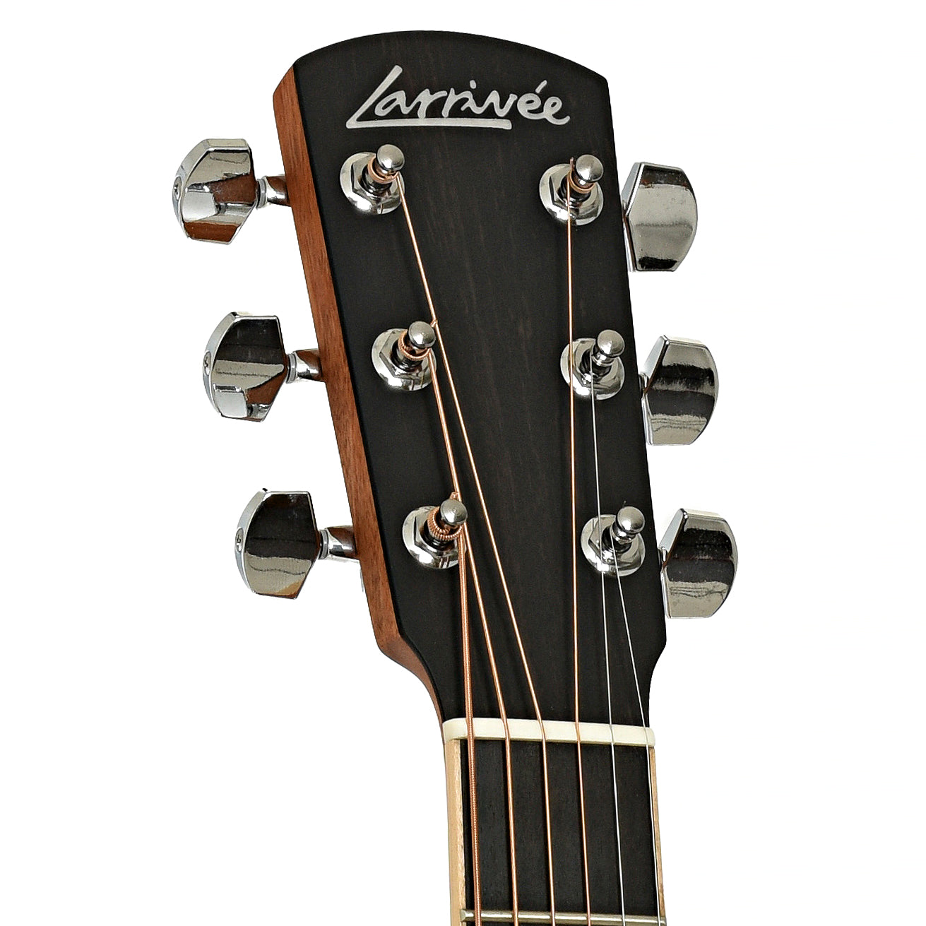 Headstock of Larrivee OM-03 Mahogany Recording Series Acoustic Guitar