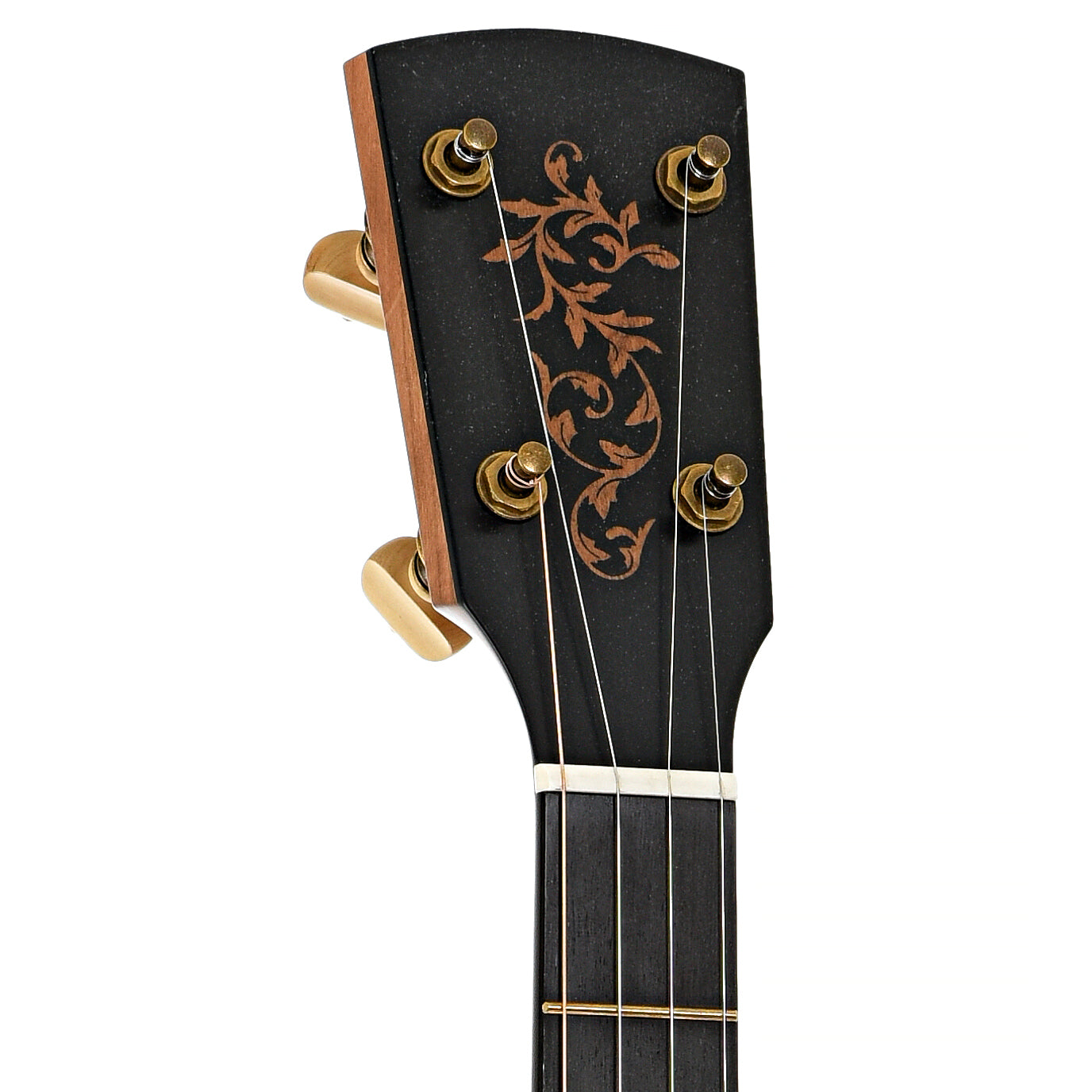 Front headstock of Rickard 12" Little Wonder Openback Banjo 