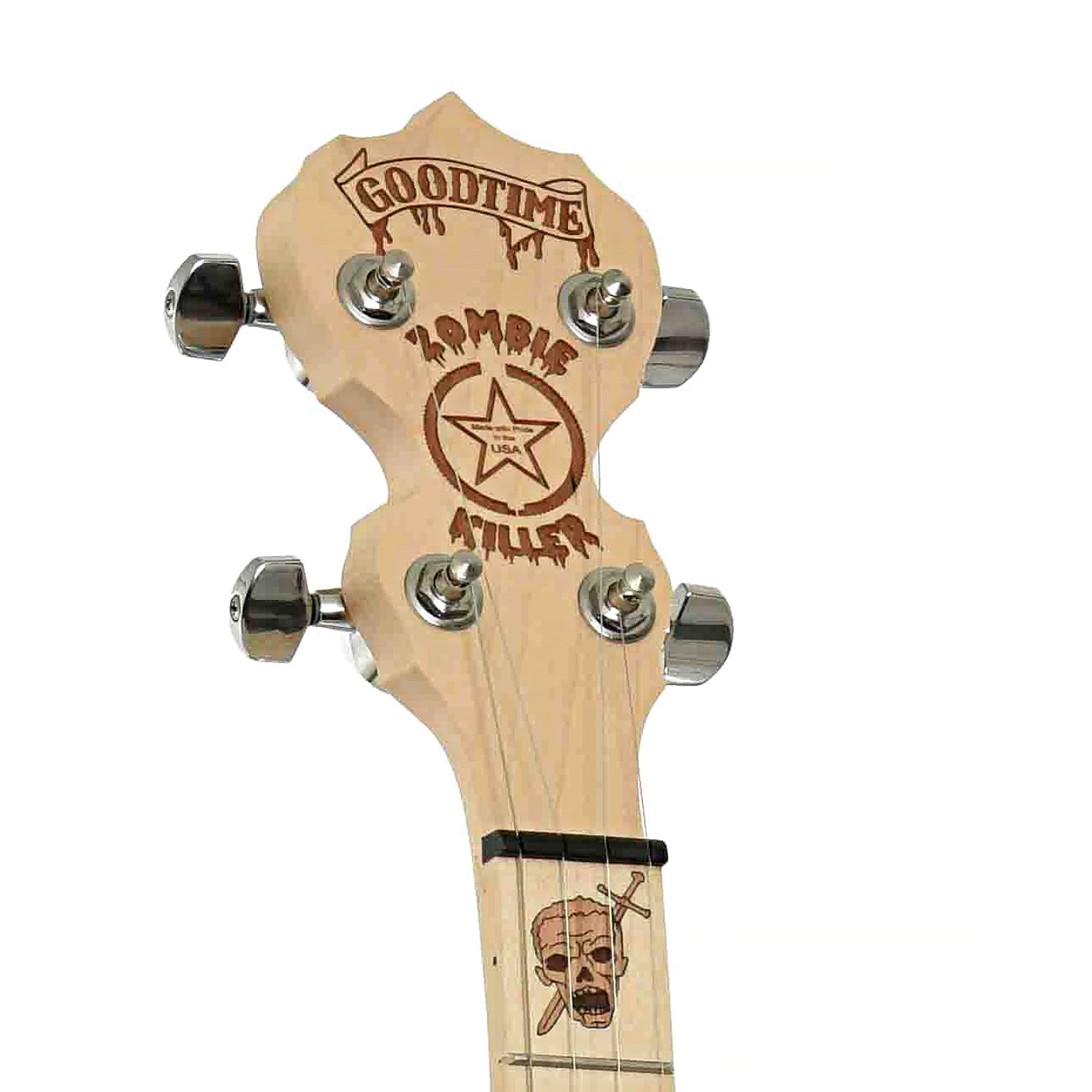Headstock of Deering Limited Edition Zombie Killer III Resonator Banjo