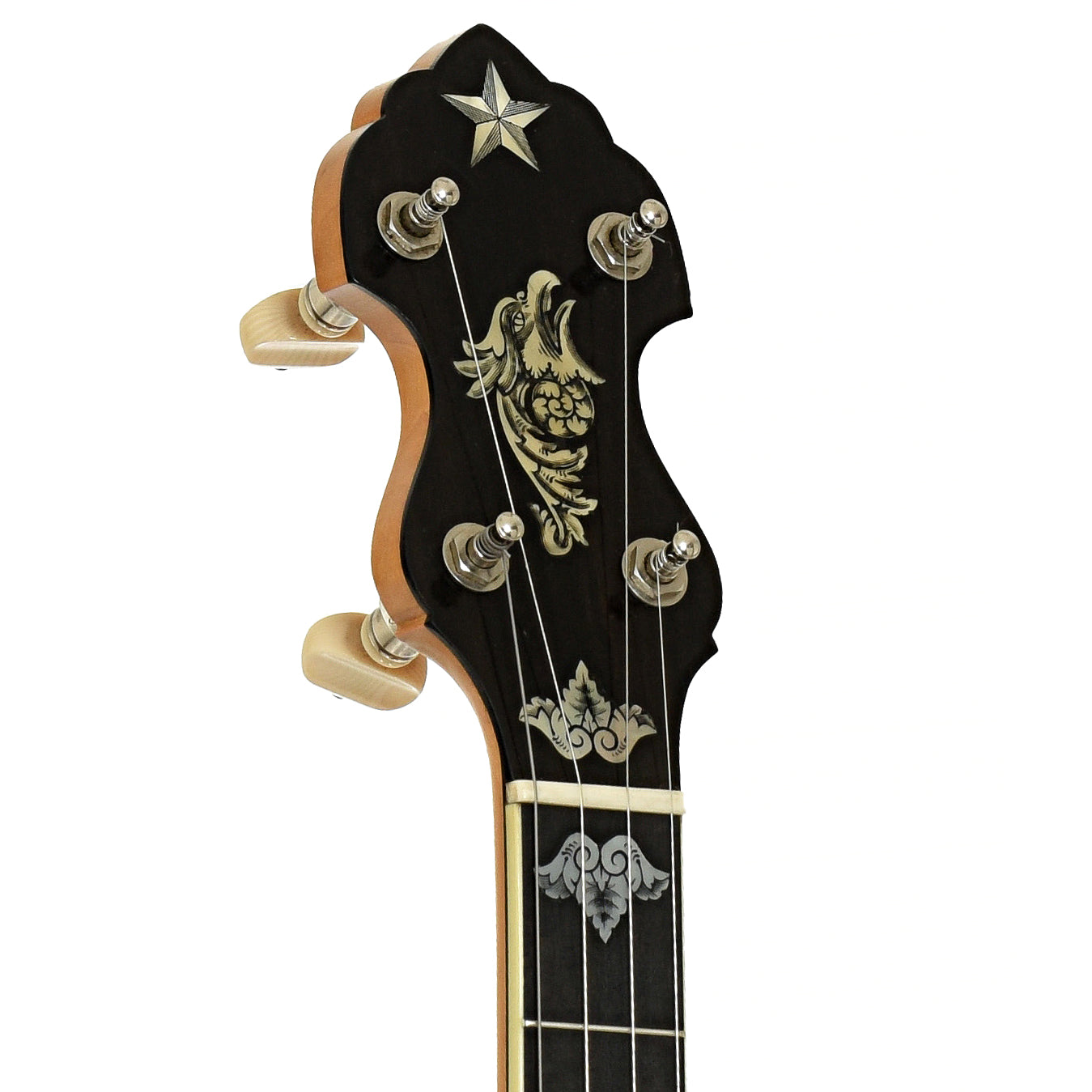 Headstock of Vega Whyte Laydie Conversion No.2 Openback Banjo 