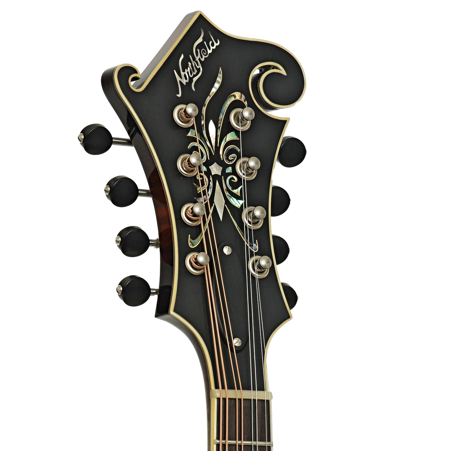 Headstock of Northfield NFB-F5Altd Limited Edition Big Mon F-Style Mandolin 