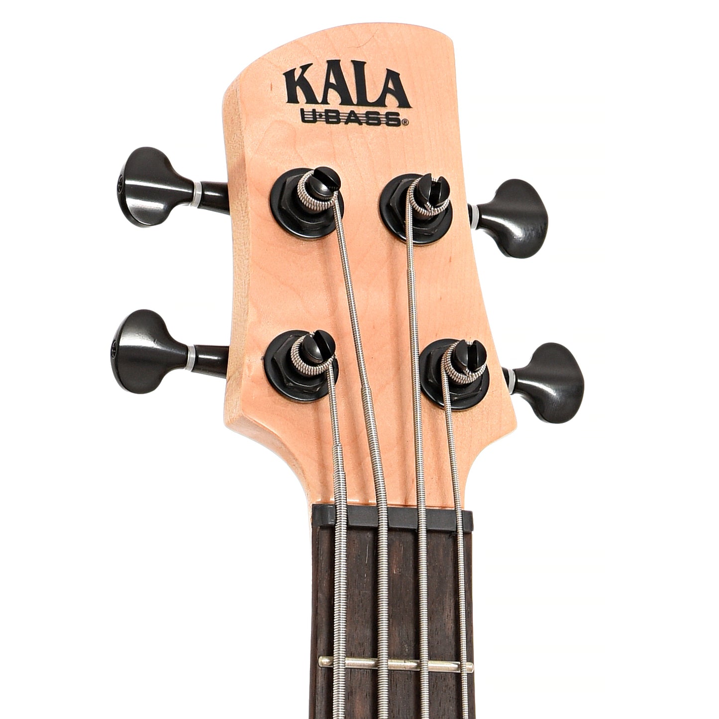 Front headstock of Kala Solid Body U-Bass, Jet Black