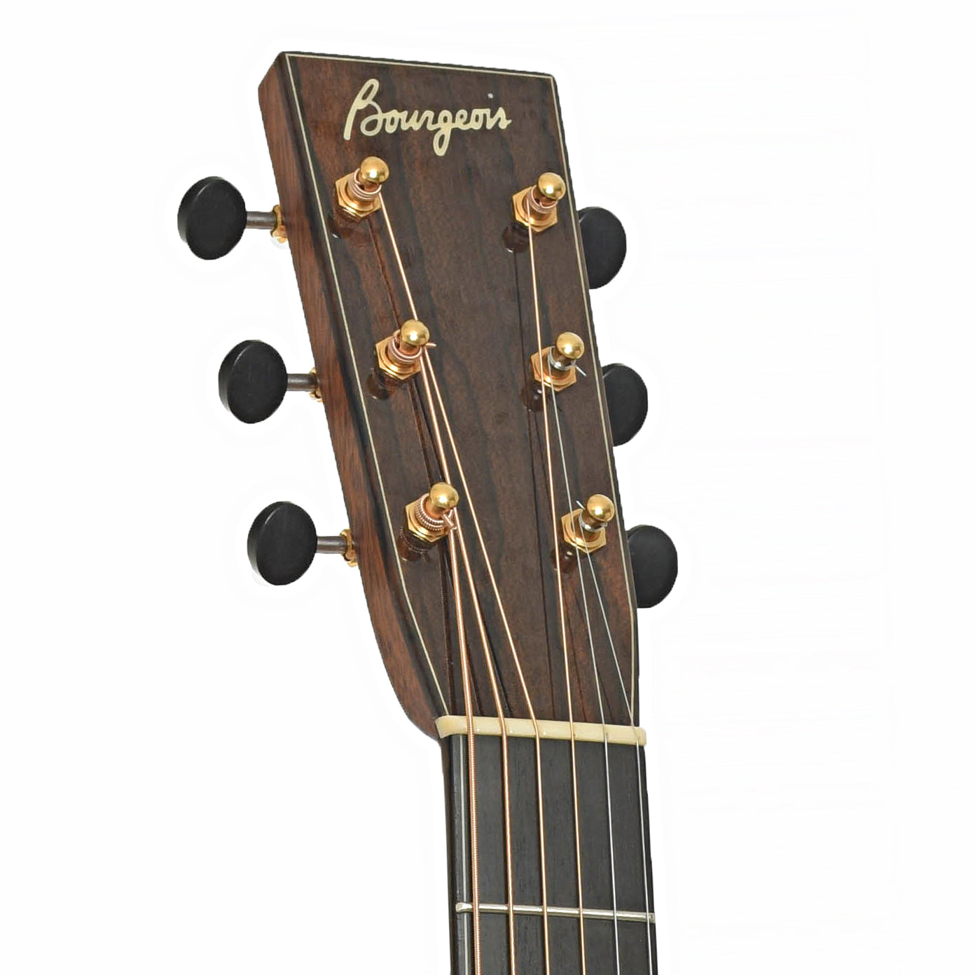 Headstock of Bourgeois OMC Soloist Acoustic Guitar 