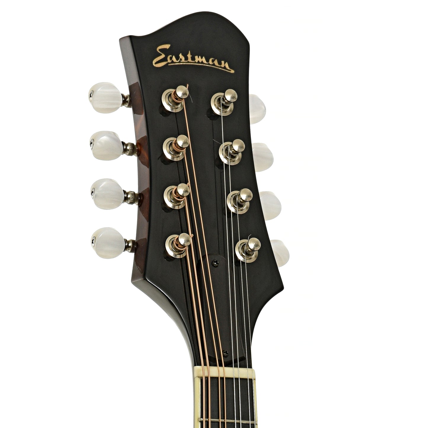 Headstock of Eastman MD404BK A-Style Mandolin 