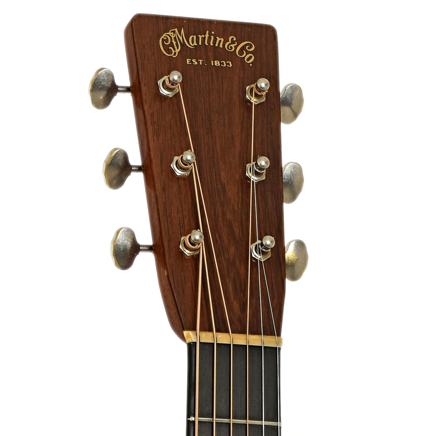 Headstock of Martin Custom Shop 000-28 Authentic, Madagascar Rosewood, Acoustic Guitar 
