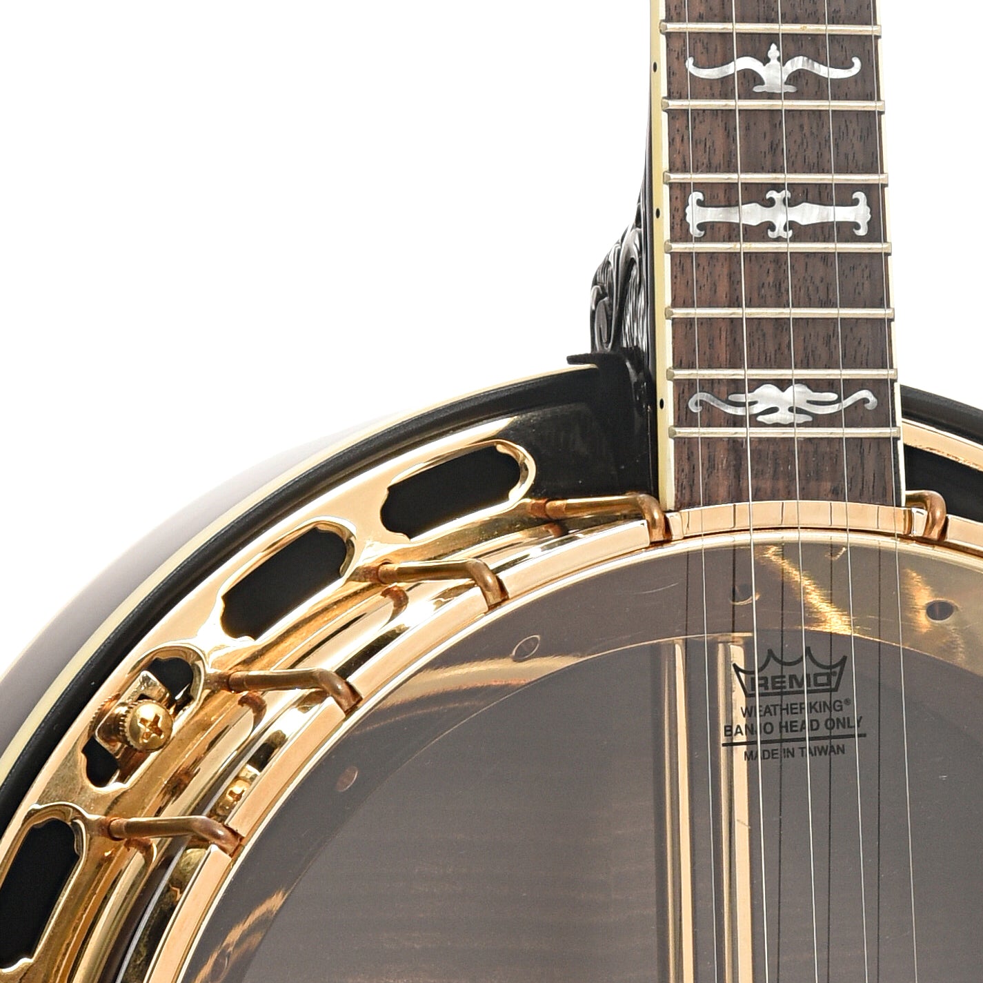 Front body and neck join of Allen by Samick Resonator Banjo 
