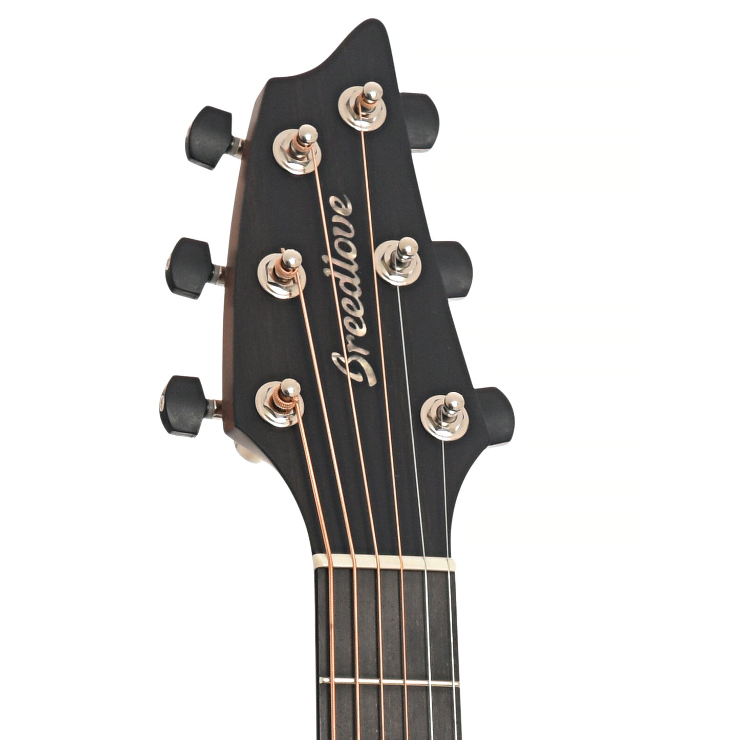 Front headstock of Breedlove Premier Companion Edgeburst CE Redwood-EI Rosewood Acoustic-Electric Guitar