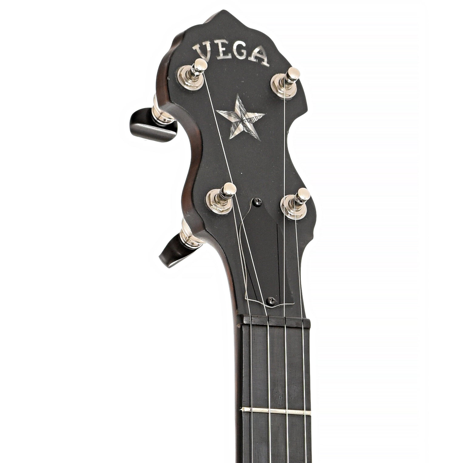 Front headstock of Deering Vega Senator Open Back Banjo (c.2015)
