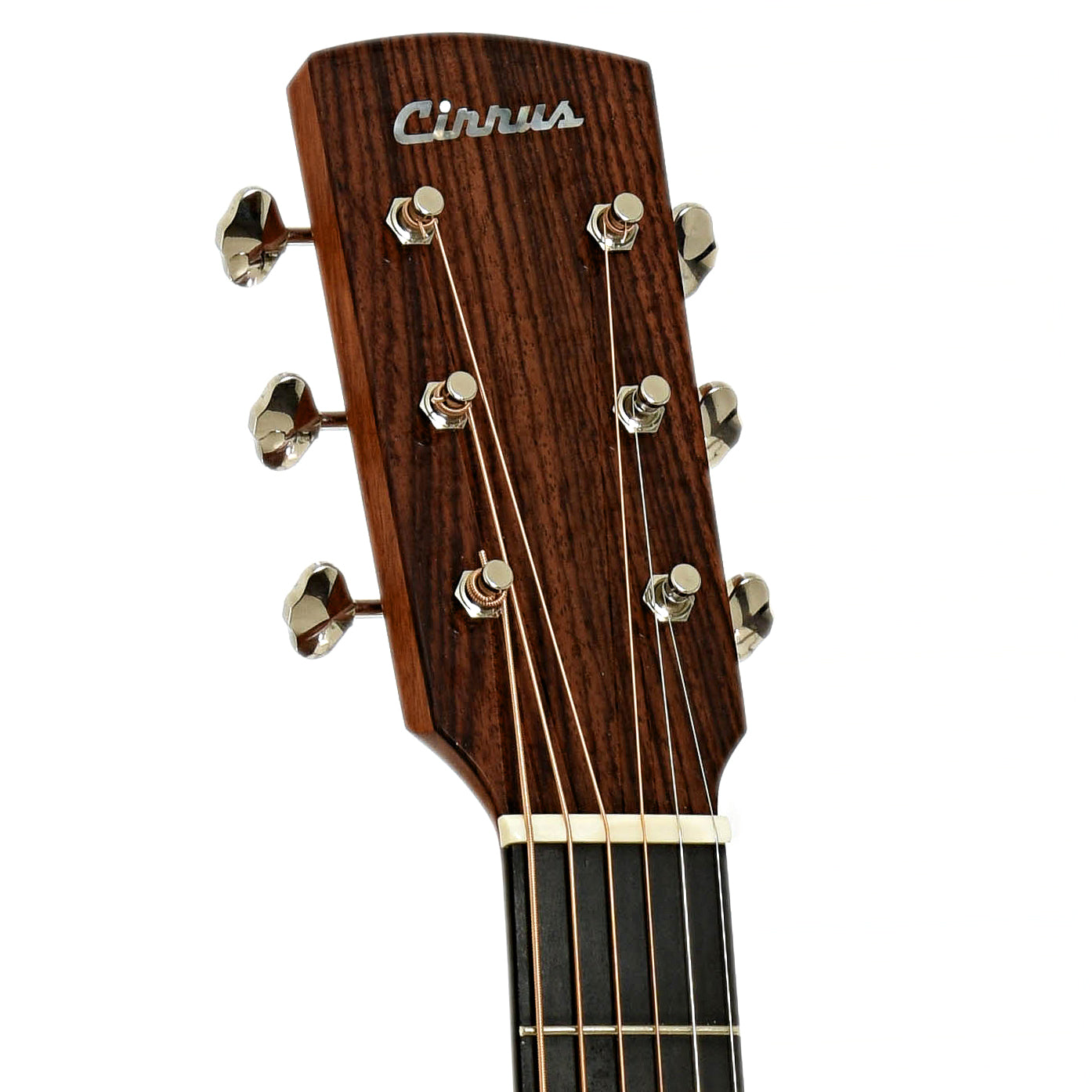 Headstock of Cirrus Single 0 Walnut Acoustic Guitar