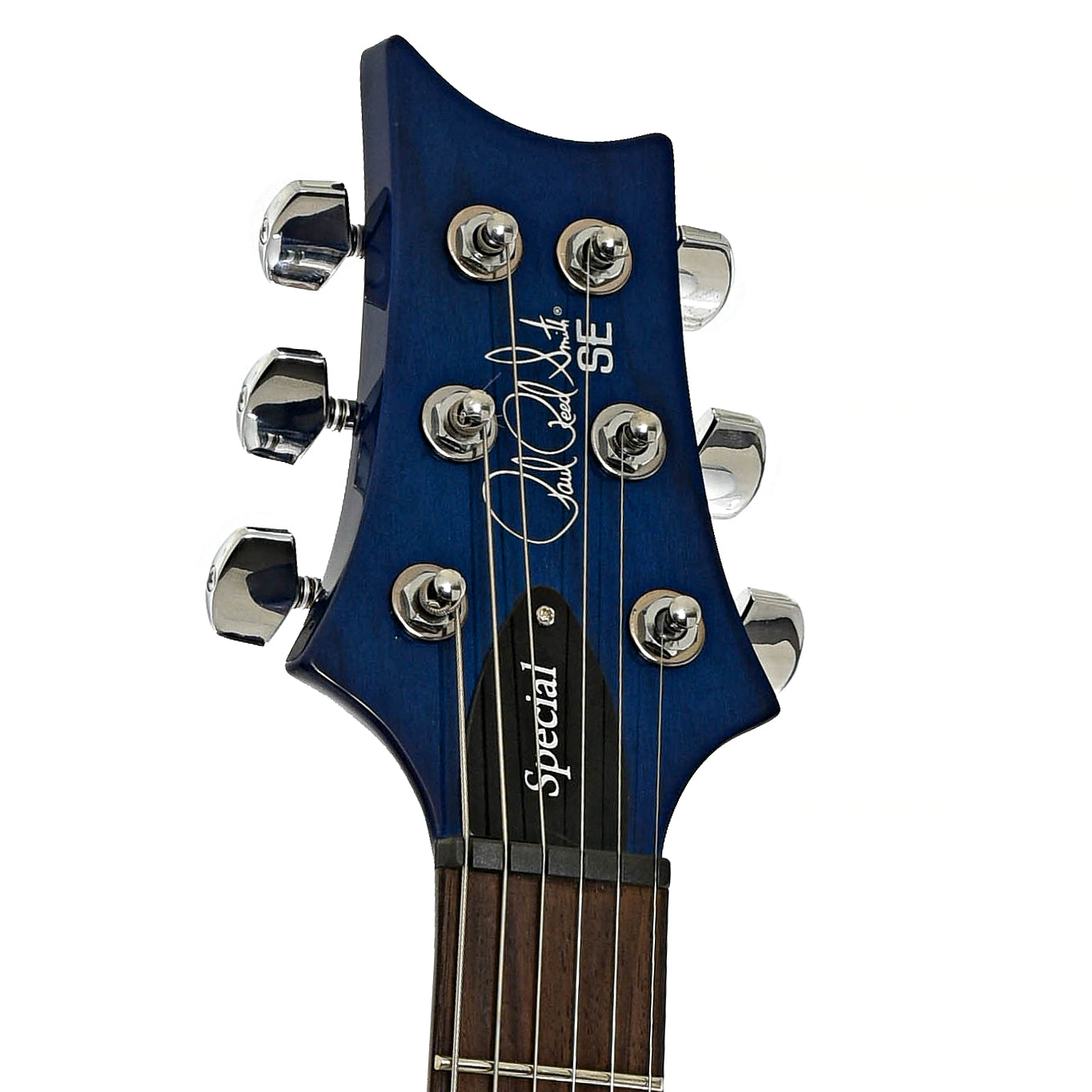 Headstock of PRS SE Special Semi-Hollow Electric Guitar Lake Blue