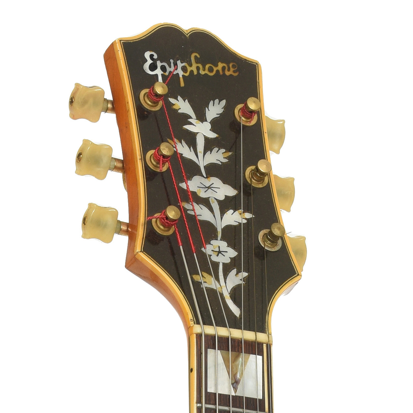 Headstock of Epiphone Zephyr Deluxe Regent Hollowbody Electric Guitar