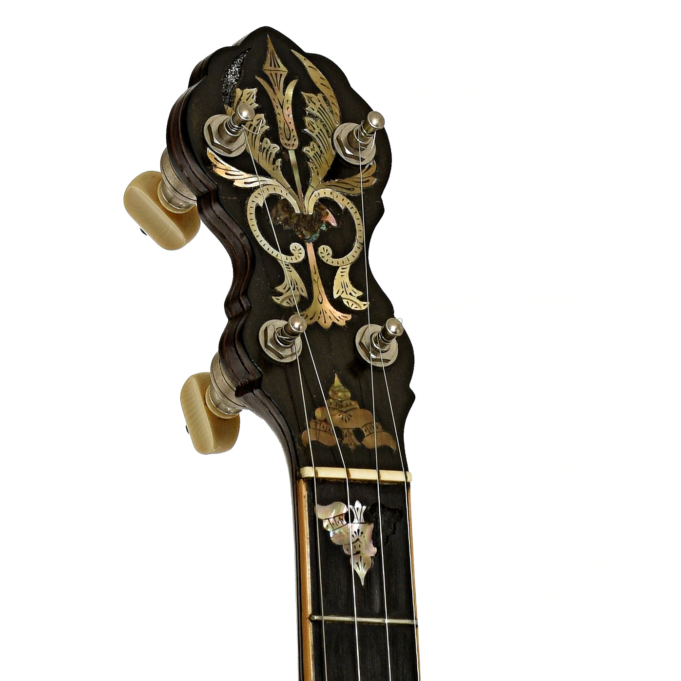 Headstock of Fairbanks Special Electric No.5 Openback Banjo