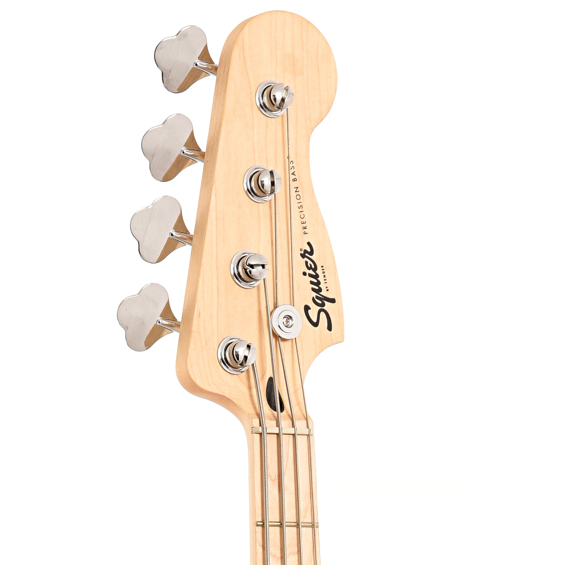 front headstock of Squier Sonic Precision Bass, California Blue