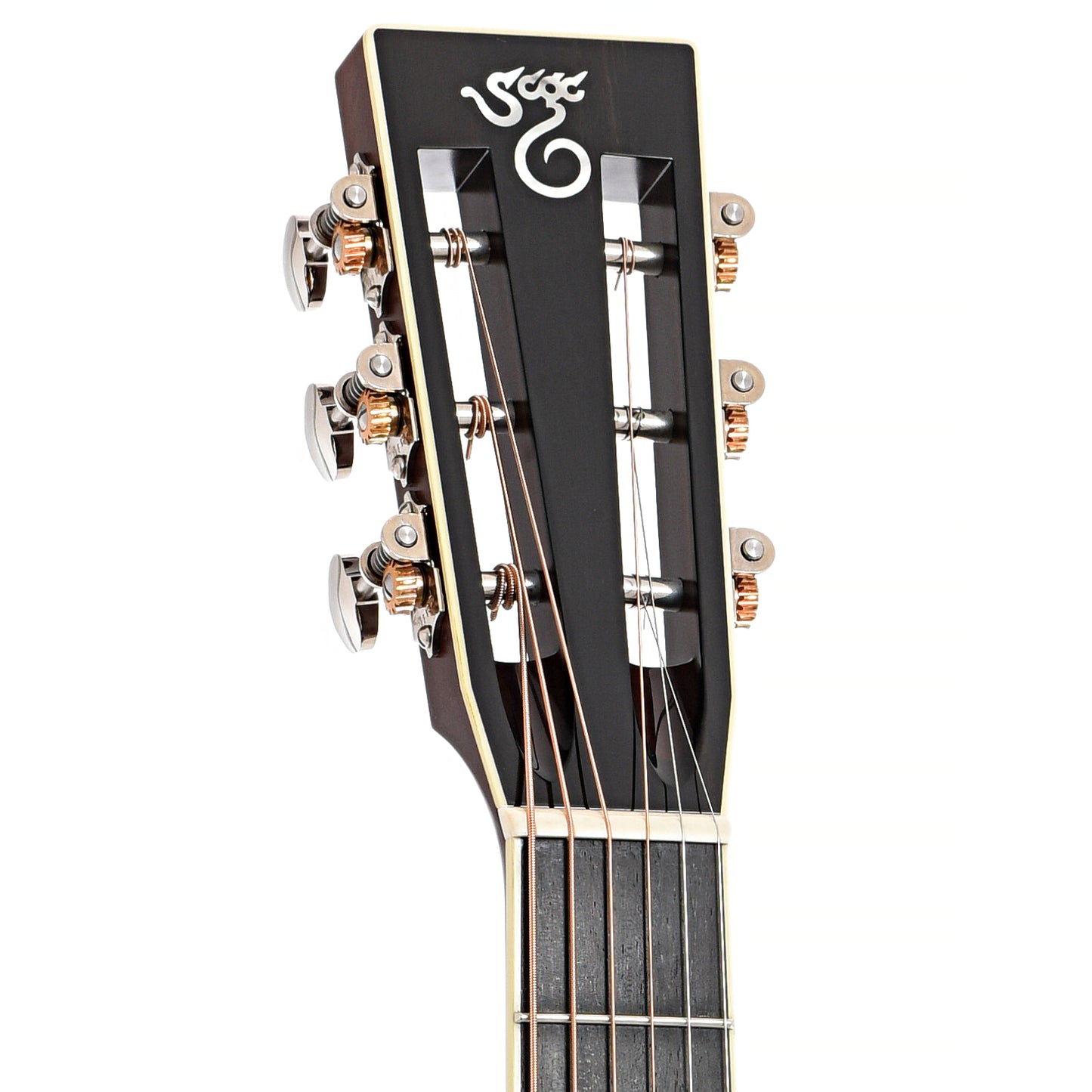 Front headstock of Santa Cruz Custom PJ Acoustic Guitar 