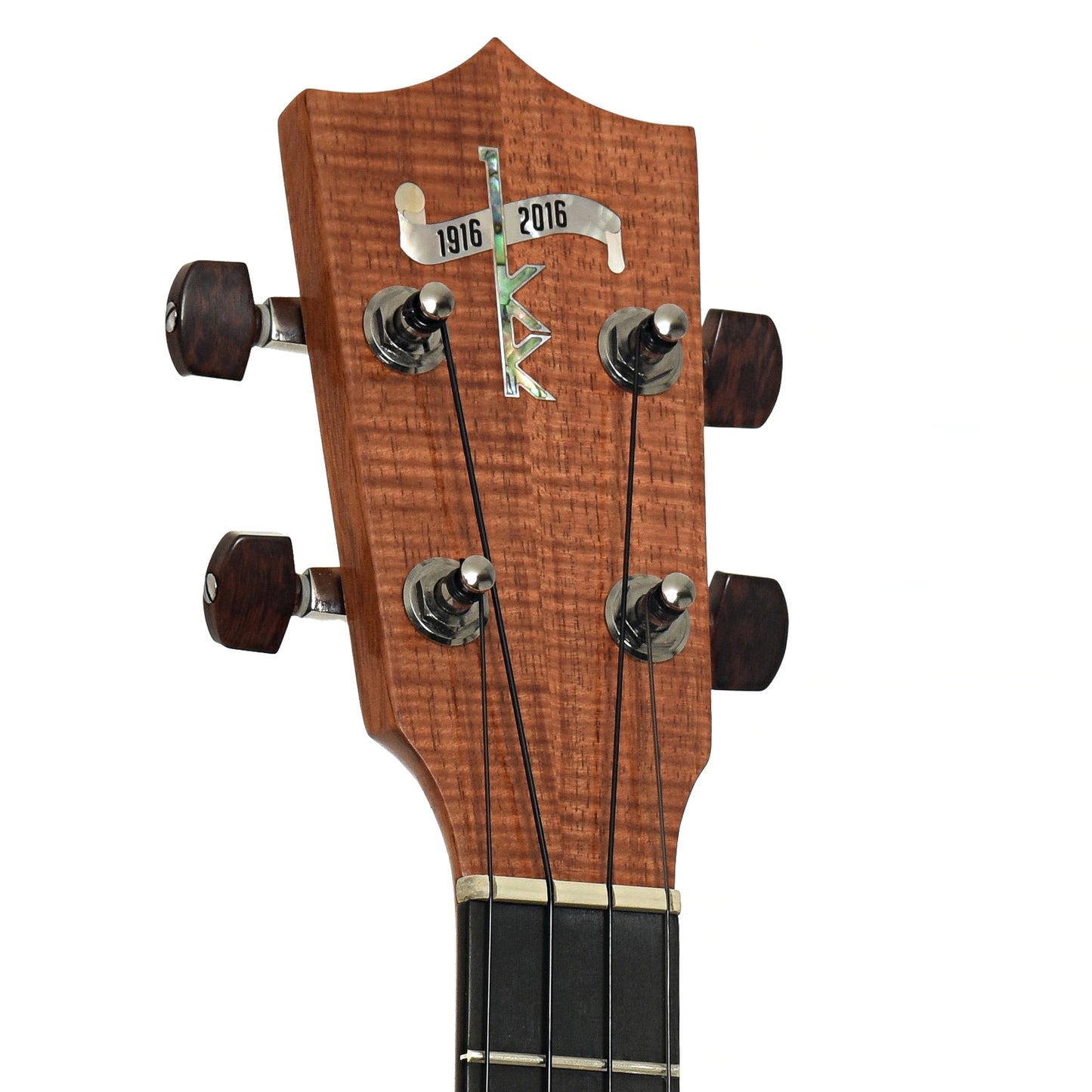 Headstock of Kamaka 100th Anniversary HF-3D Deluxe Tenor Ukulele with Case