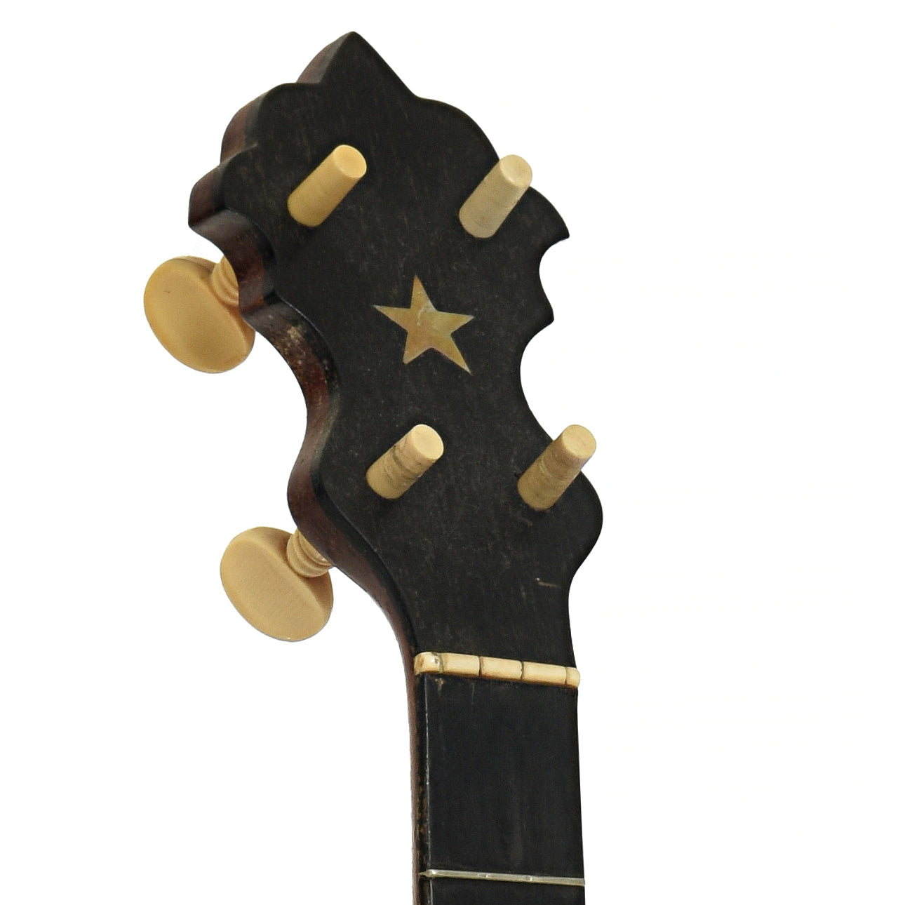Headstock of S.S. Stewart American Princess  No. 1 Openback Banjo