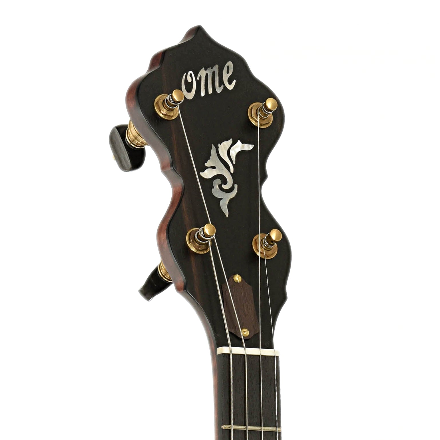Headstock of Ome Wicklow 12" Maple Tenor Open Back Banjo