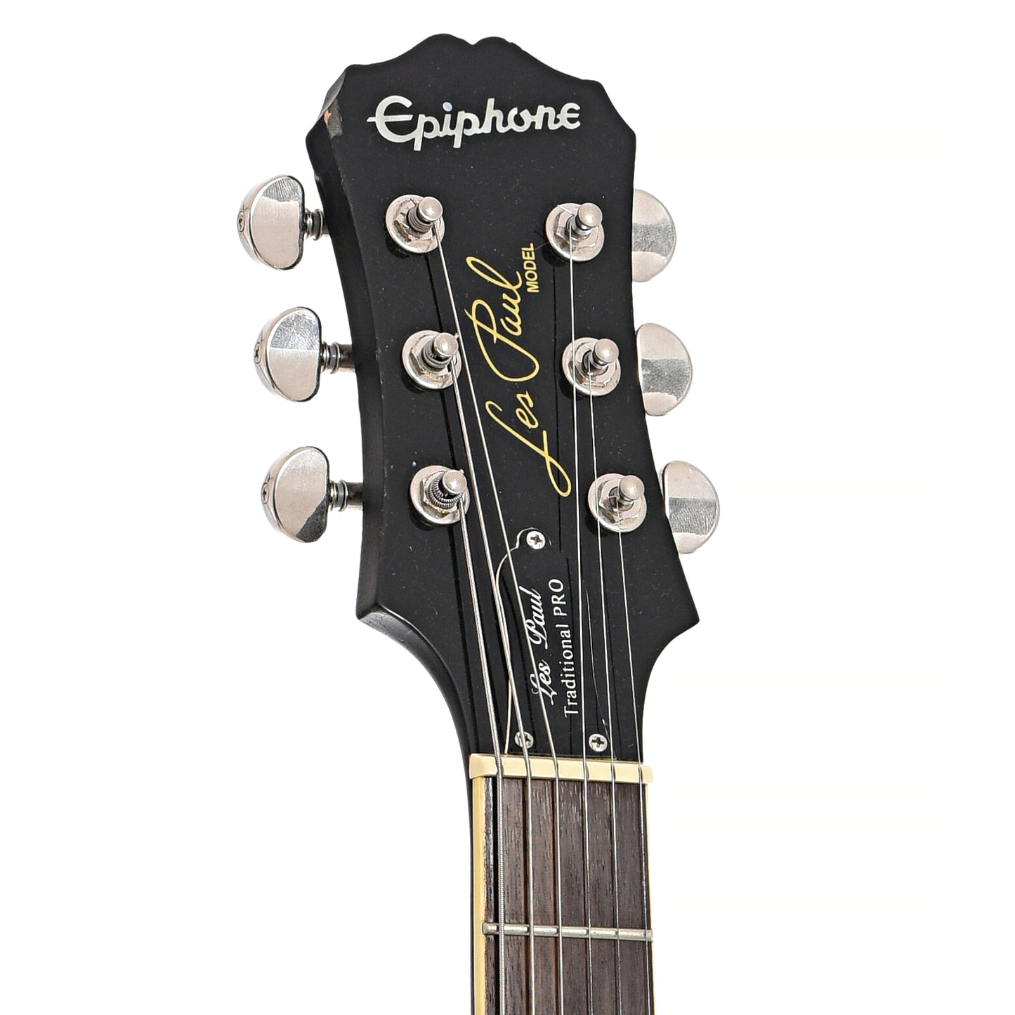 Front headstock of Epiphone Les Paul Traditional Pro Electric Guitar